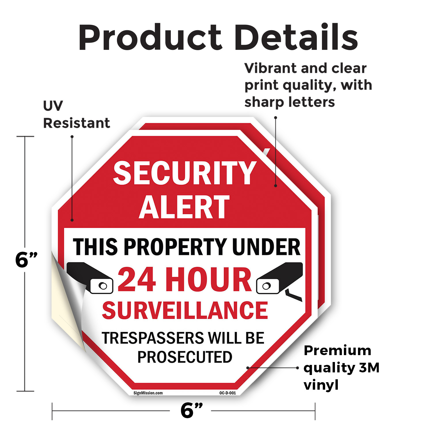 Security Alert This Property Unde Octagon Sign Weather Resistant Made in the USA - Picture 14 of 28