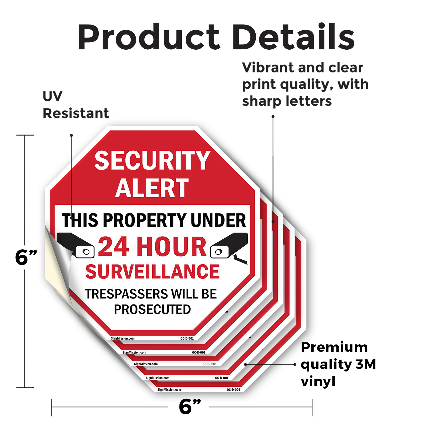 Security Alert This Property Unde Octagon Sign Weather Resistant Made in the USA - Picture 22 of 28