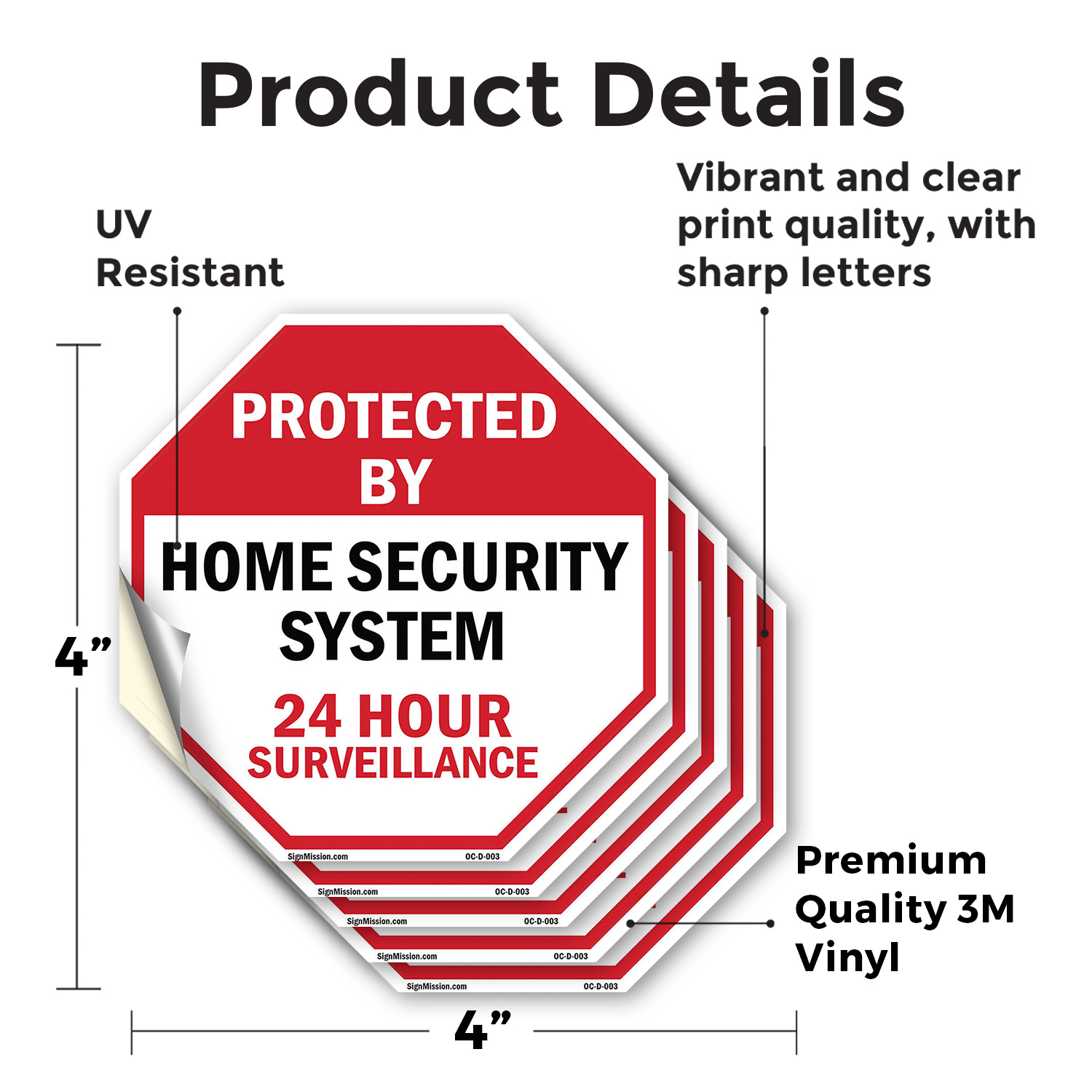 Protected By Home Security System Octagon Sign Weather Resistant Made in the USA - Picture 23 of 64