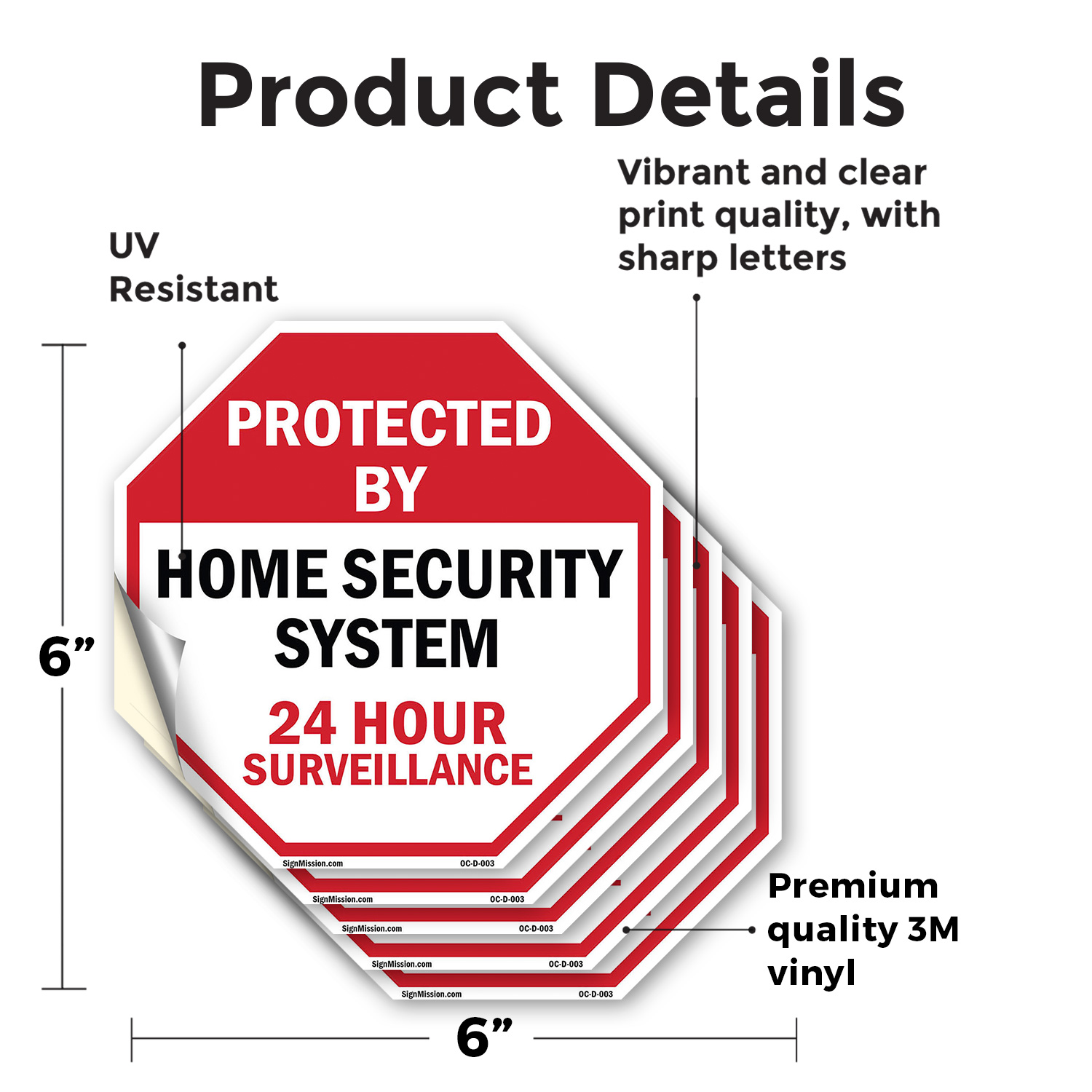 Protected By Home Security System Octagon Sign Weather Resistant Made in the USA - Picture 28 of 64
