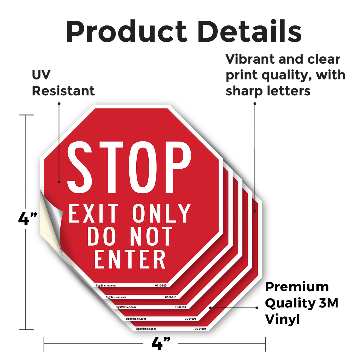 Stop Exit Only Do Not Enter Octagon Sign Weather Resistant Made in the USA - Picture 25 of 66