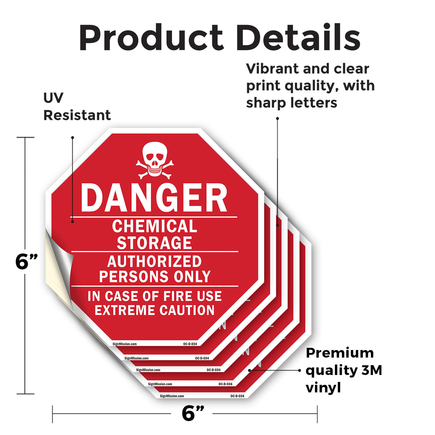 Danger Chemical Storage Authorize Octagon Sign Weather Resistant Made in the USA - Picture 28 of 64