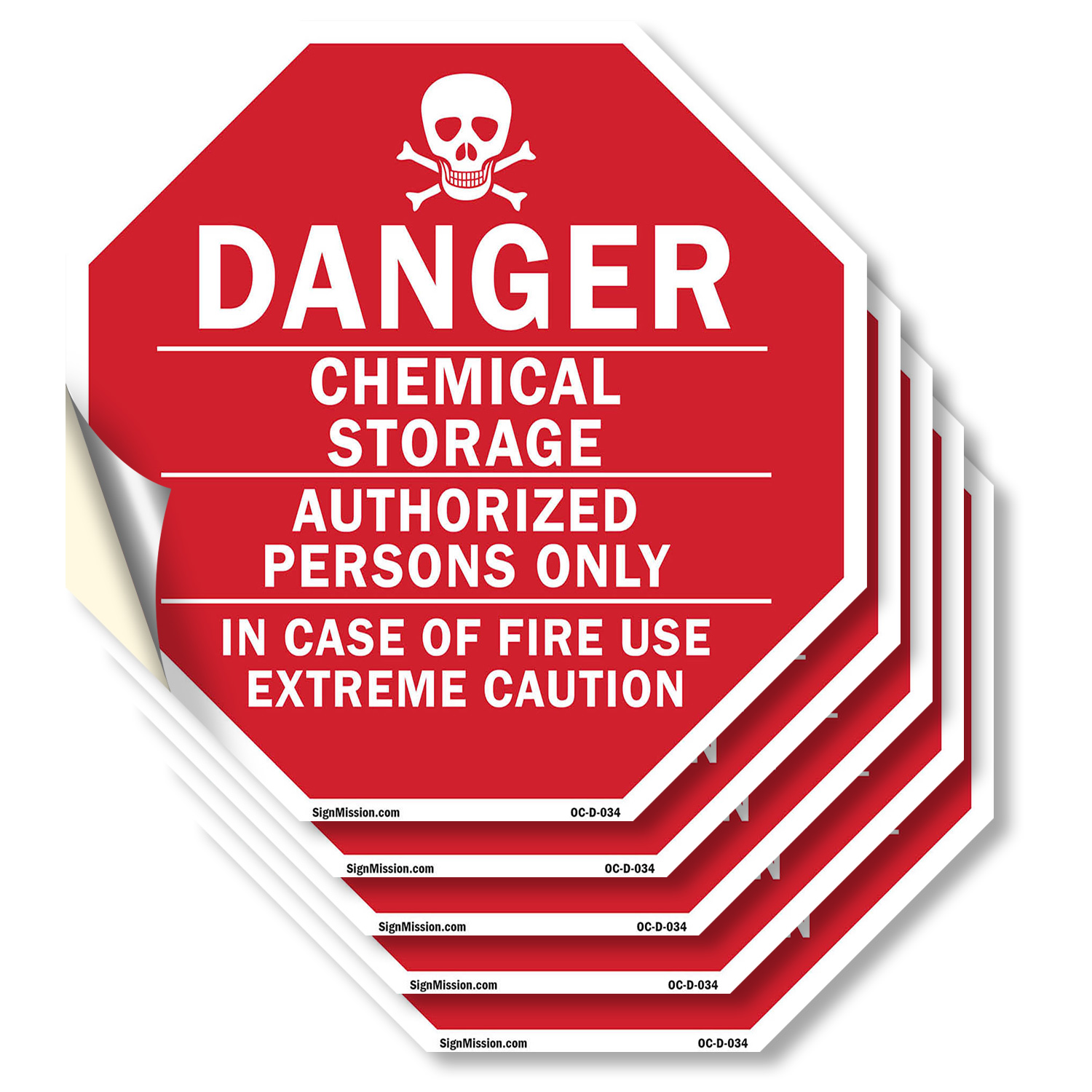 Danger Chemical Storage Authorize Octagon Sign Weather Resistant Made in the USA - Picture 22 of 64