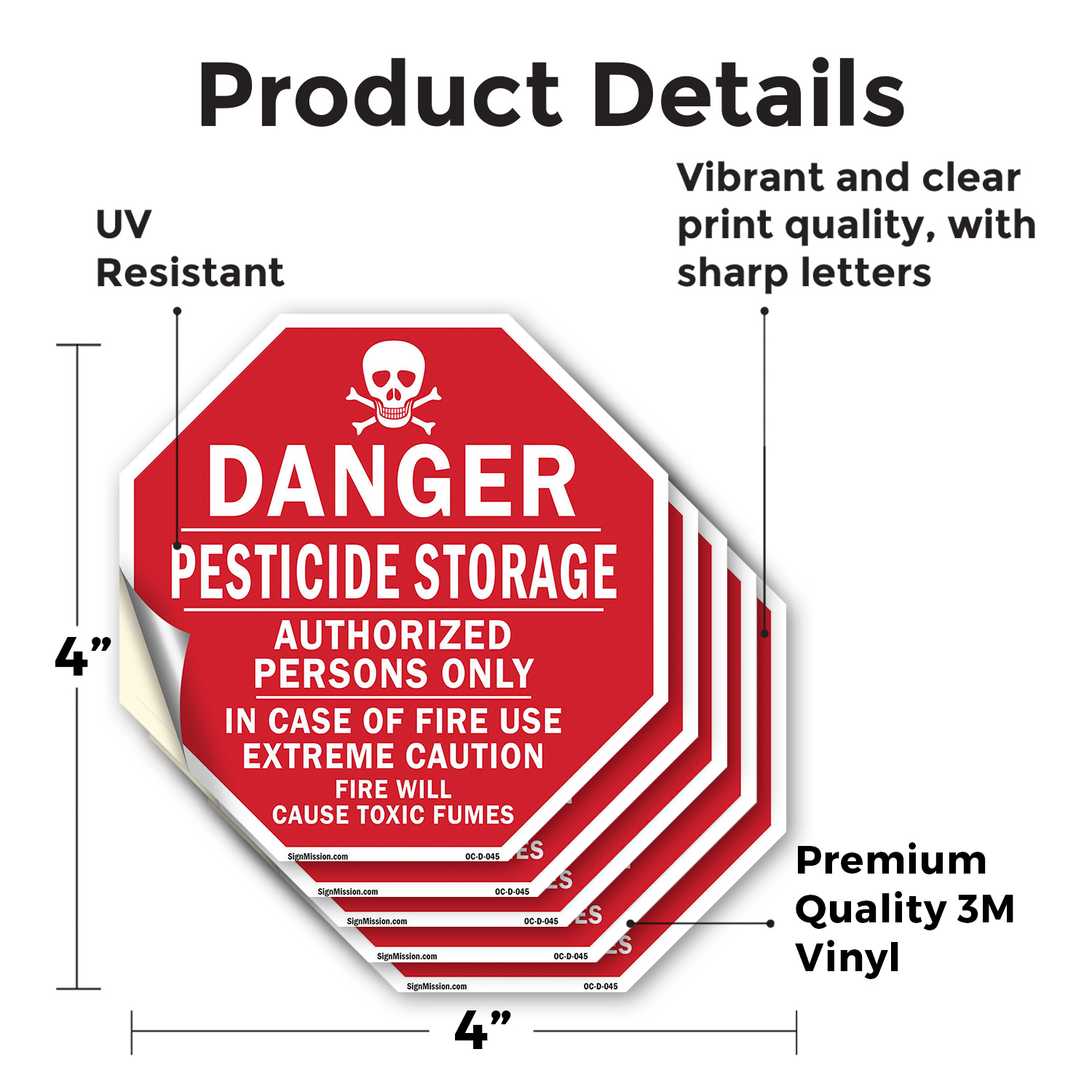 Danger Pesticide Storage Authoriz Octagon Sign Weather Resistant Made in the USA - Picture 23 of 64