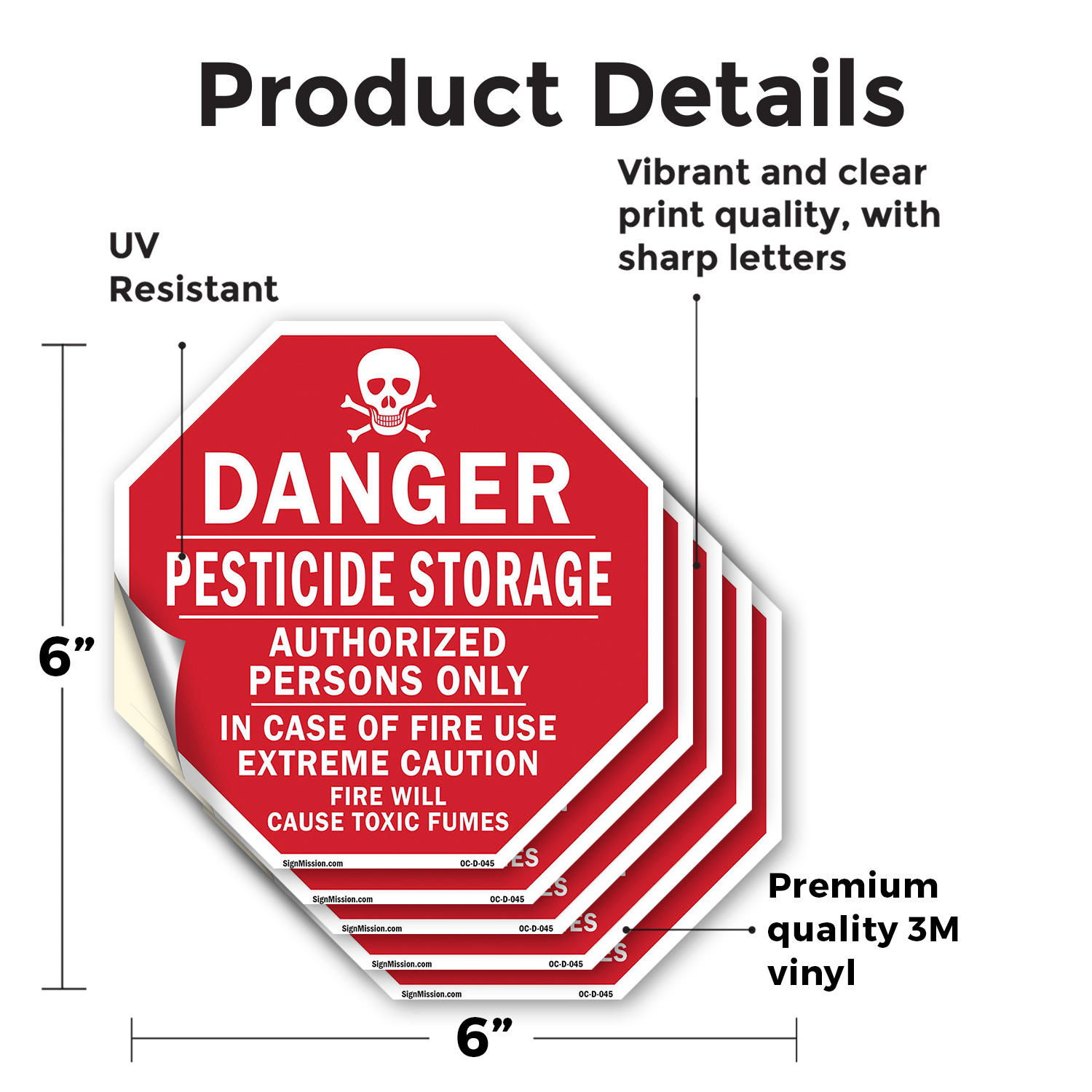 Danger Pesticide Storage Authoriz Octagon Sign Weather Resistant Made in the USA - Picture 28 of 64