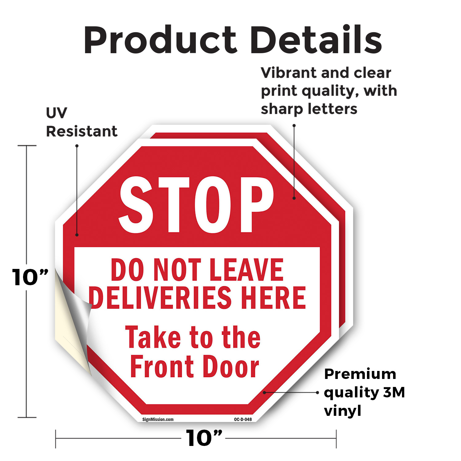 Stop Do Not Leave Deliveries Here Octagon Sign Weather Resistant Made in the USA - Picture 3 of 64