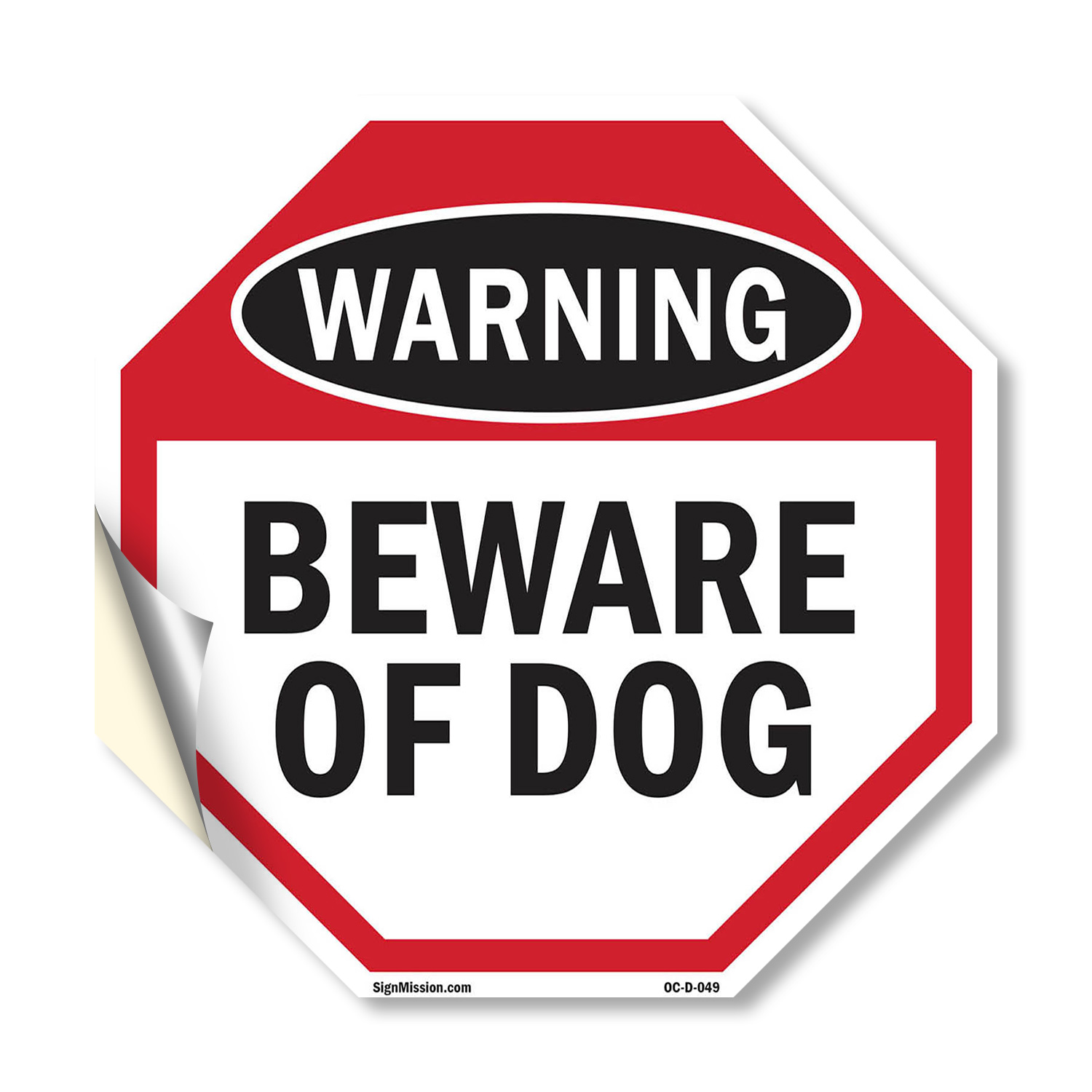 Warning Beware of Dog Octagon Sign Weather Resistant Made in the USA
