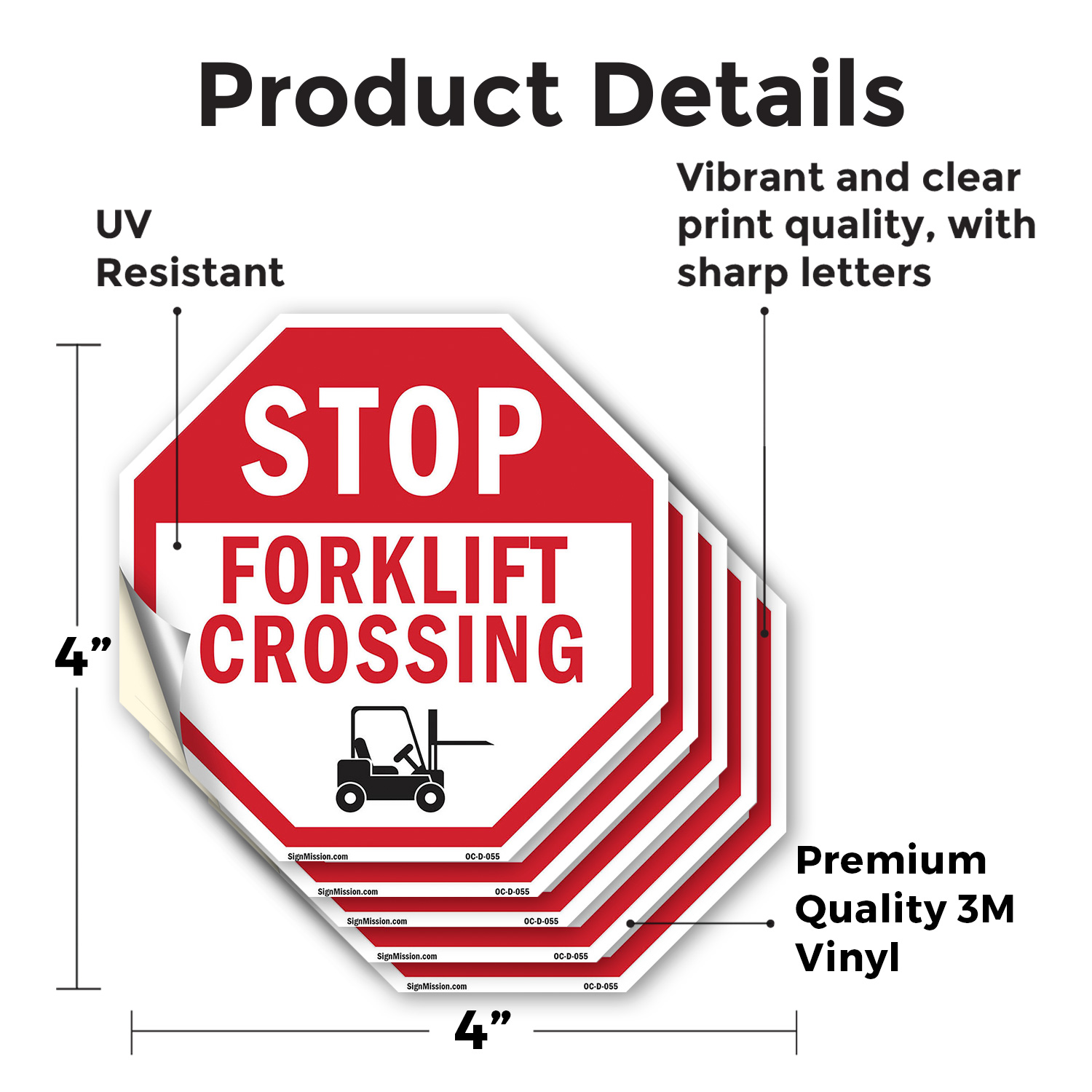 Stop Forklift Crossing Octagon Sign Weather Resistant Made in the USA - Picture 20 of 28