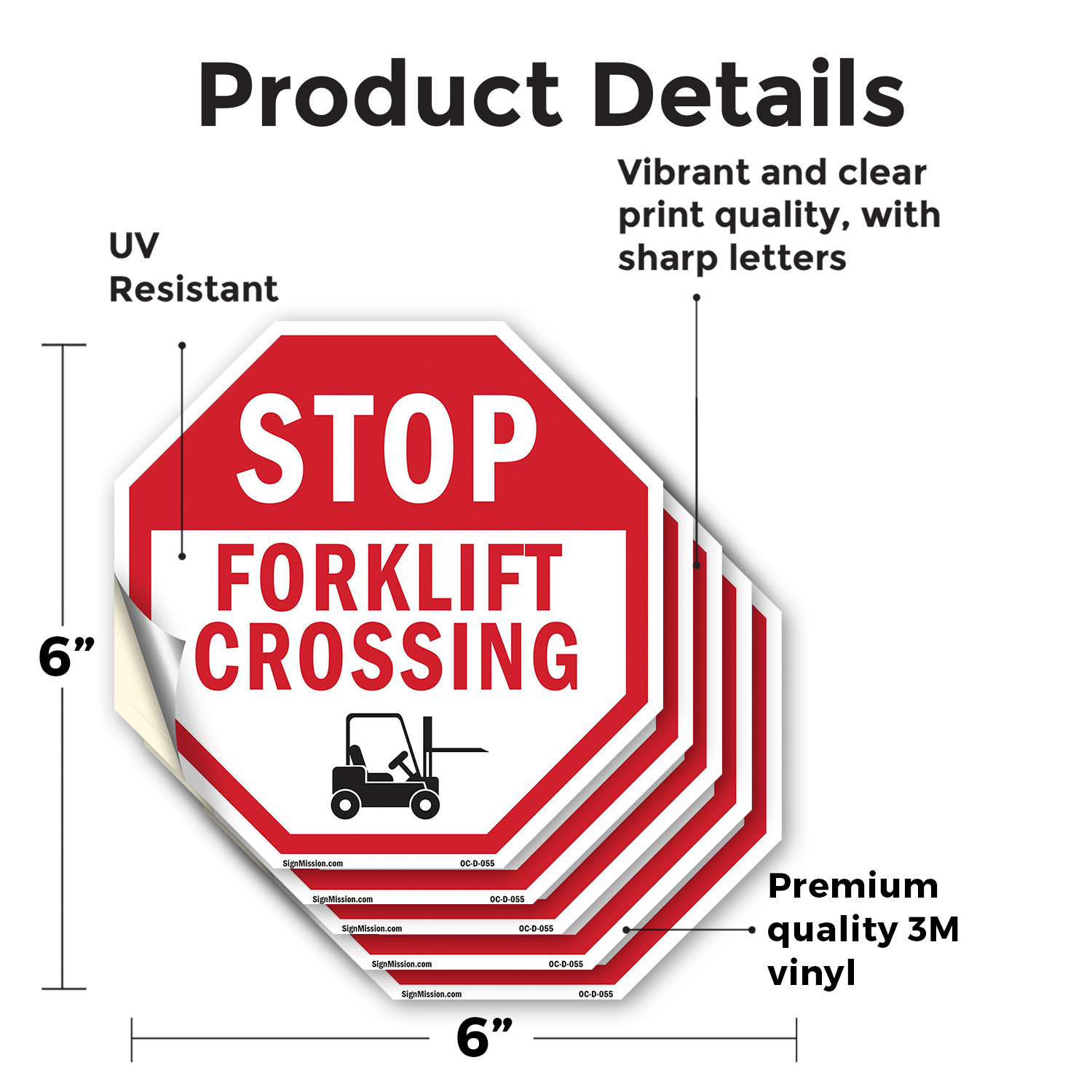 Stop Forklift Crossing Octagon Sign Weather Resistant Made in the USA - Picture 22 of 28