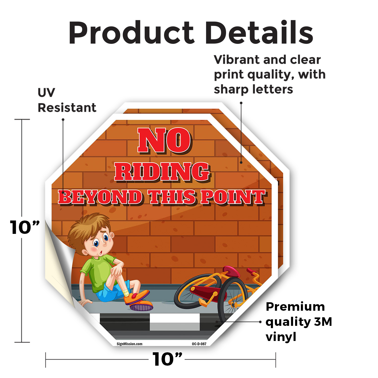 No Riding Beyond This Point Octagon Sign Weather Resistant Made in the USA - Picture 3 of 64