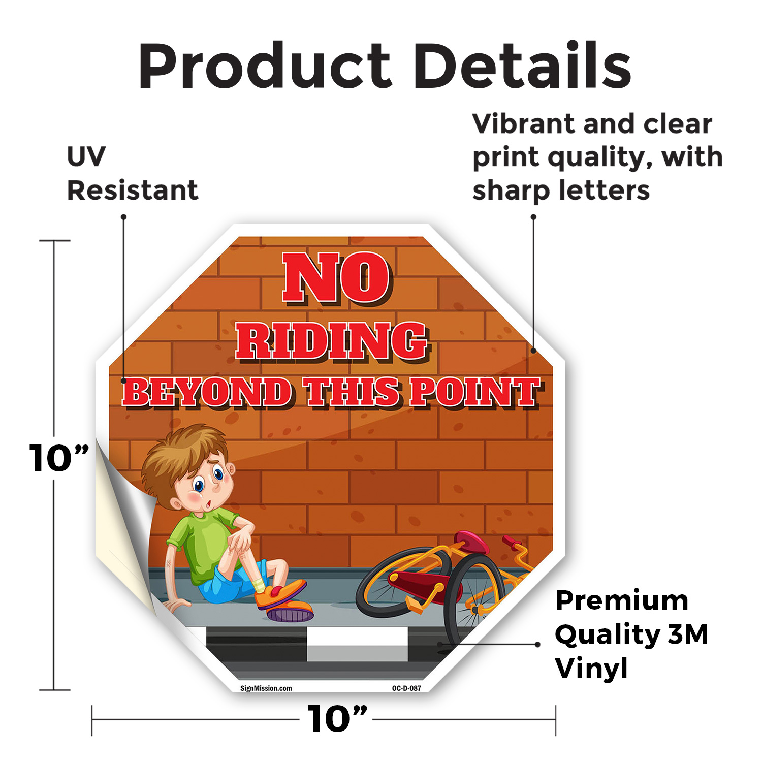 No Riding Beyond This Point Octagon Sign Weather Resistant Made in the USA - Picture 33 of 64