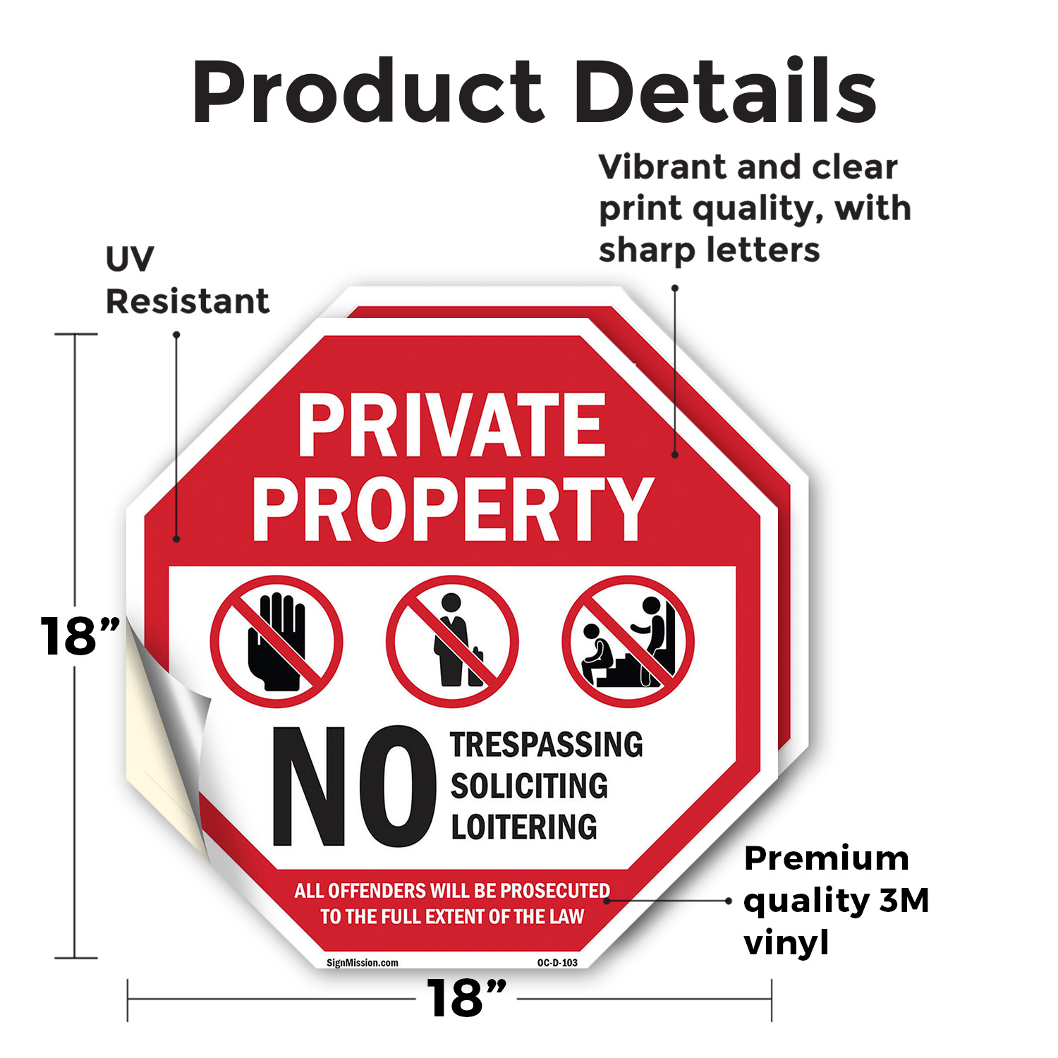 Private Property No Trespassing S Octagon Sign Weather Resistant Made in the USA - Picture 10 of 28