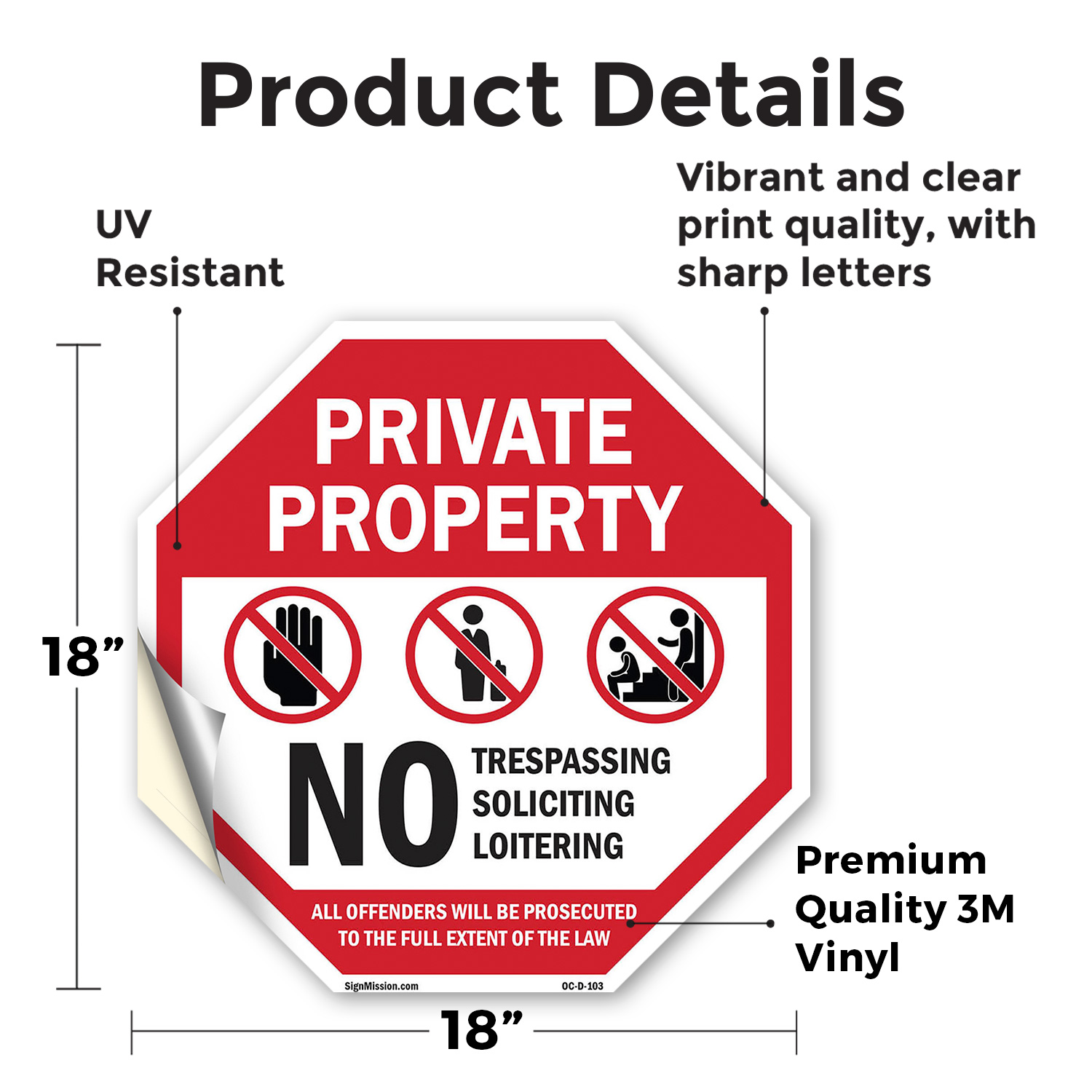 Private Property No Trespassing S Octagon Sign Weather Resistant Made in the USA - Picture 25 of 28