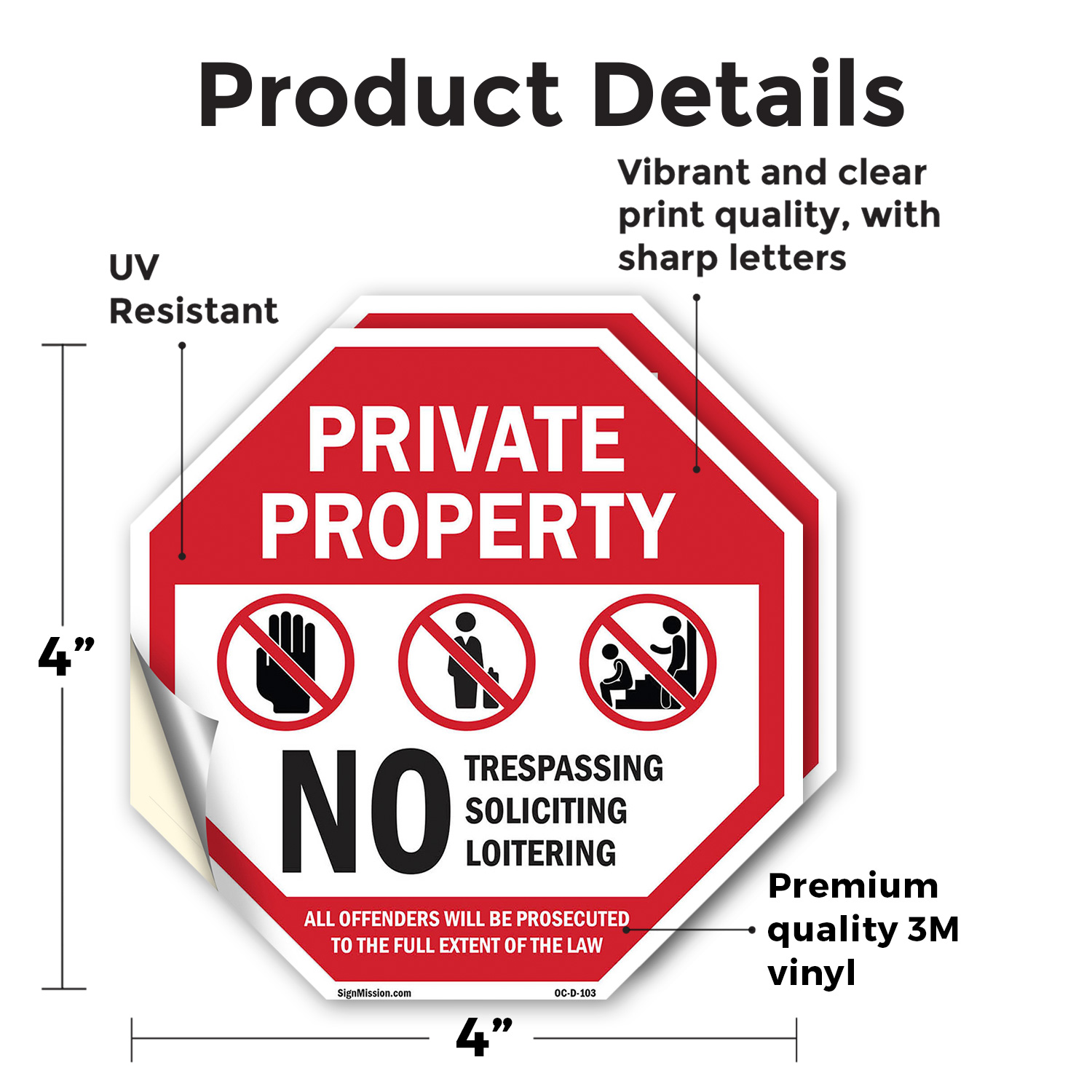 Private Property No Trespassing S Octagon Sign Weather Resistant Made in the USA - Picture 12 of 28