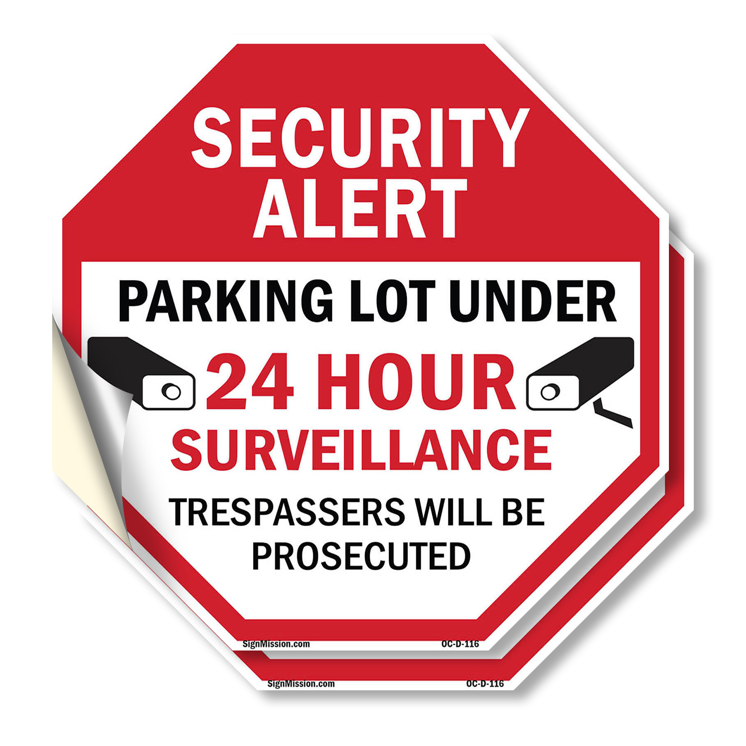 Security Alert Parking Lot Under Octagon Sign Weather Resistant Made in the USA