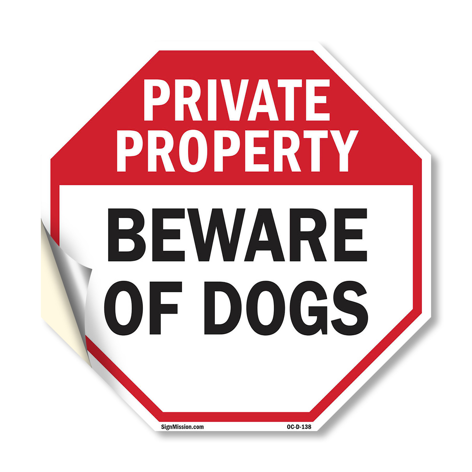 Private Property Beware of Dogs Octagon Sign Weather Resistant Made in the USA