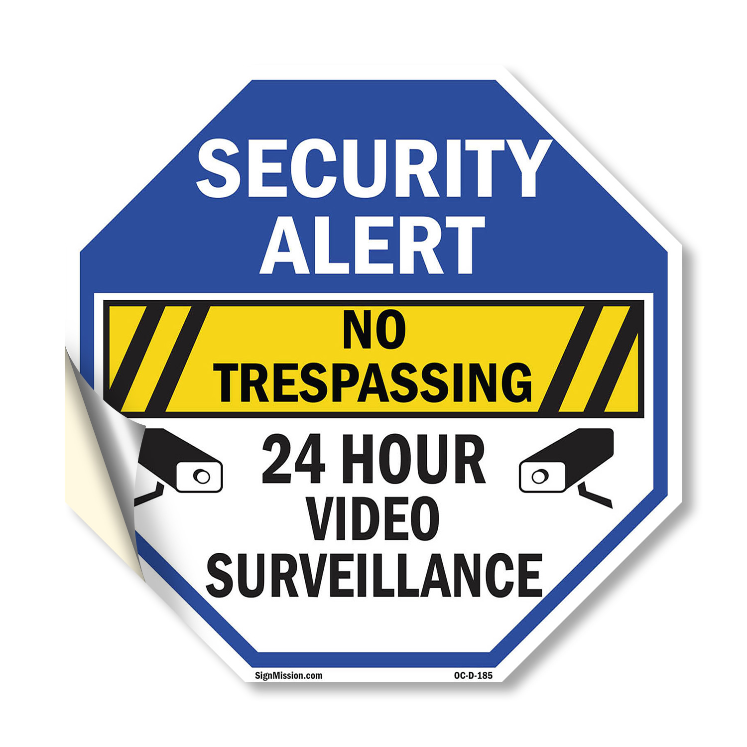 Security Alert No Trespassing 24 Octagon Sign Weather Resistant Made in the USA