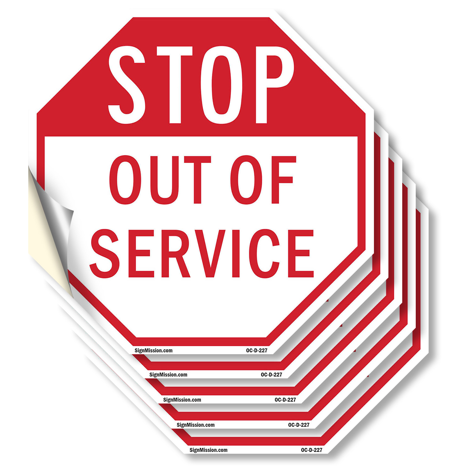 Stop Out of Service Octagon Sign Weather Resistant UV Protected Made in the USA