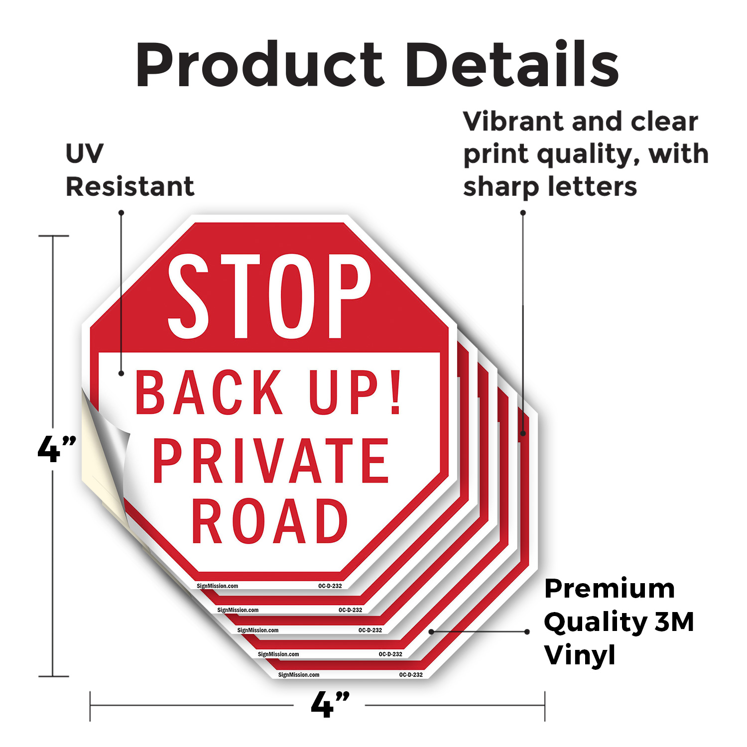 Stop Back Up! Private Road Octagon Sign Weather Resistant Made in the USA - Picture 23 of 64
