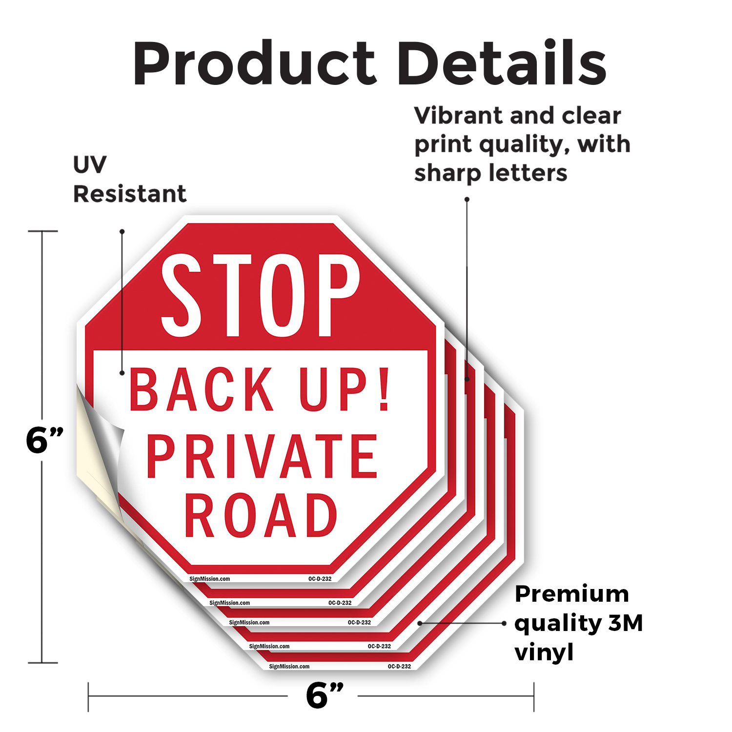 Stop Back Up! Private Road Octagon Sign Weather Resistant Made in the USA - Picture 28 of 64