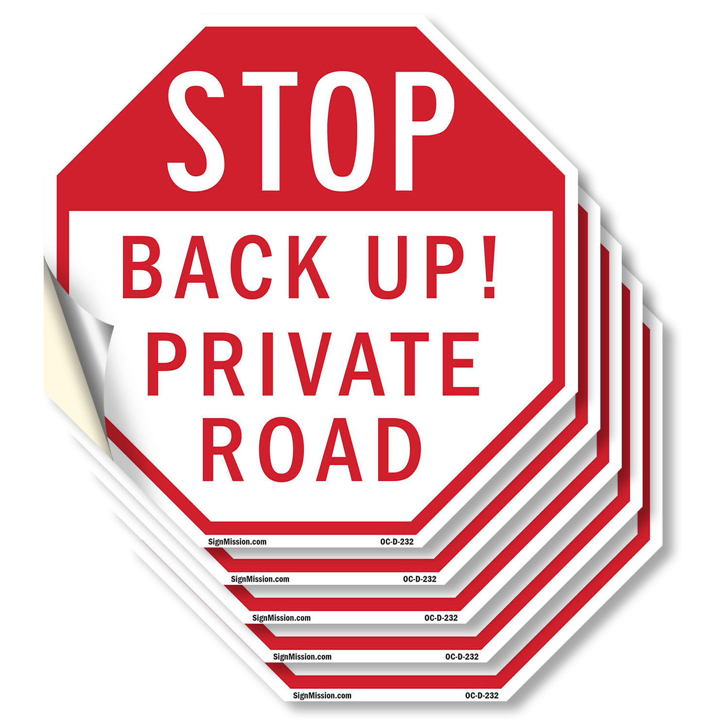 Stop Back Up! Private Road Octagon Sign Weather Resistant Made in the USA - Picture 22 of 64