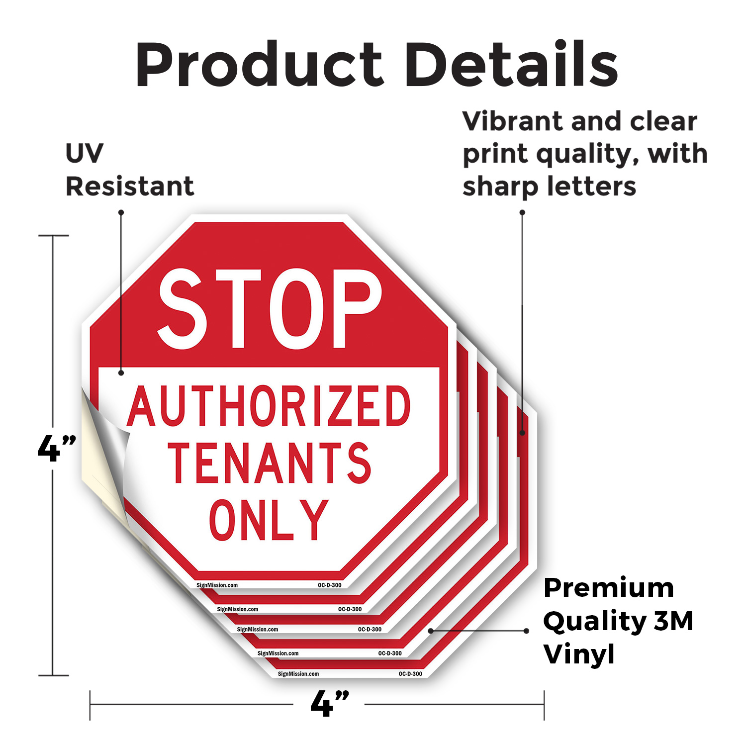 Stop Authorized Tenants Only Octagon Sign Weather Resistant Made in the USA - Picture 23 of 64