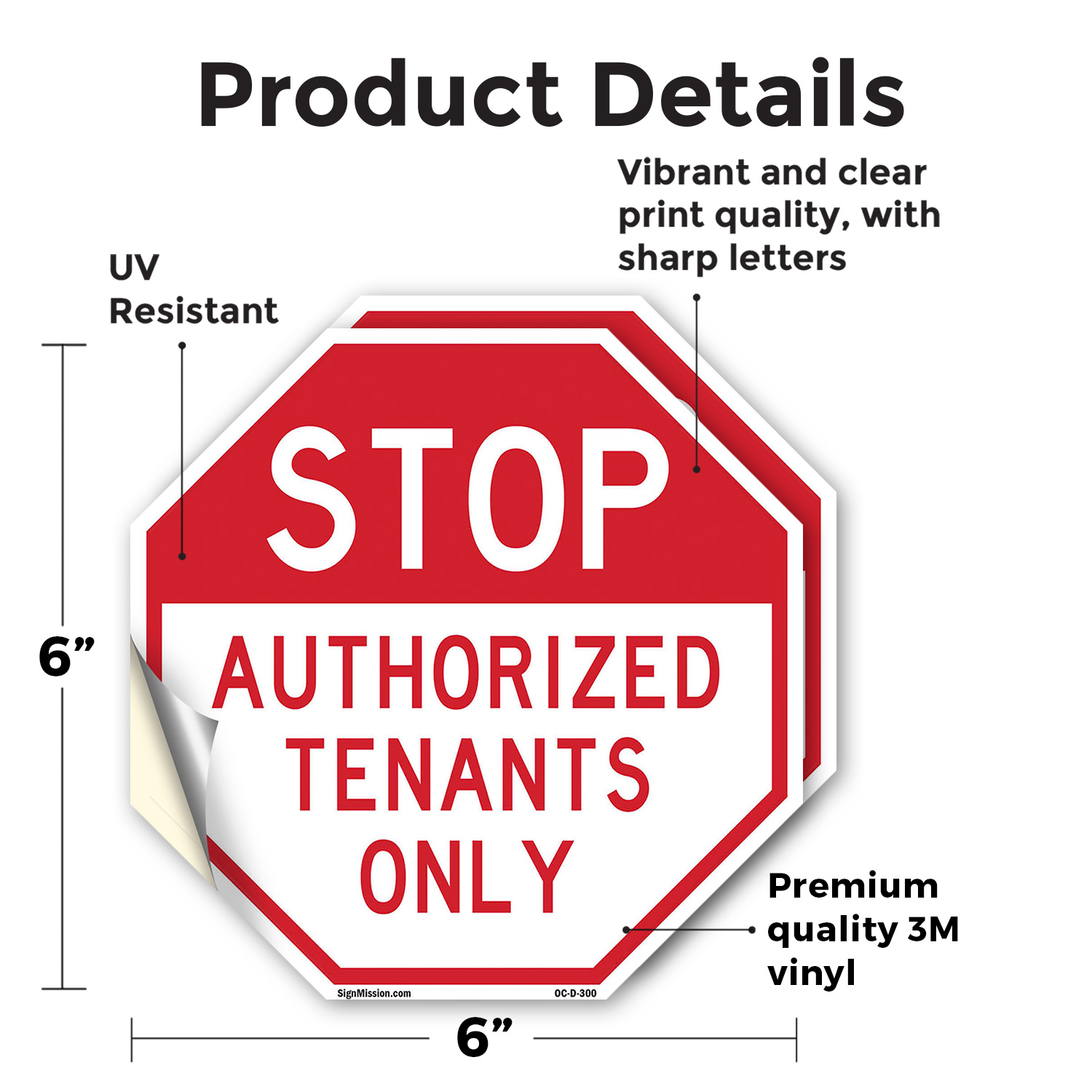 Stop Authorized Tenants Only Octagon Sign Weather Resistant Made in the USA - Picture 18 of 64