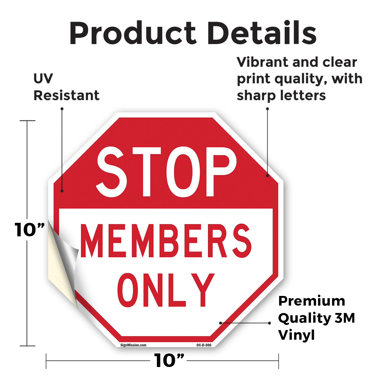 Stop Members Only Achteck Schild Wetterbeständig UV geschützt Made in USA - Bild 33 von 64