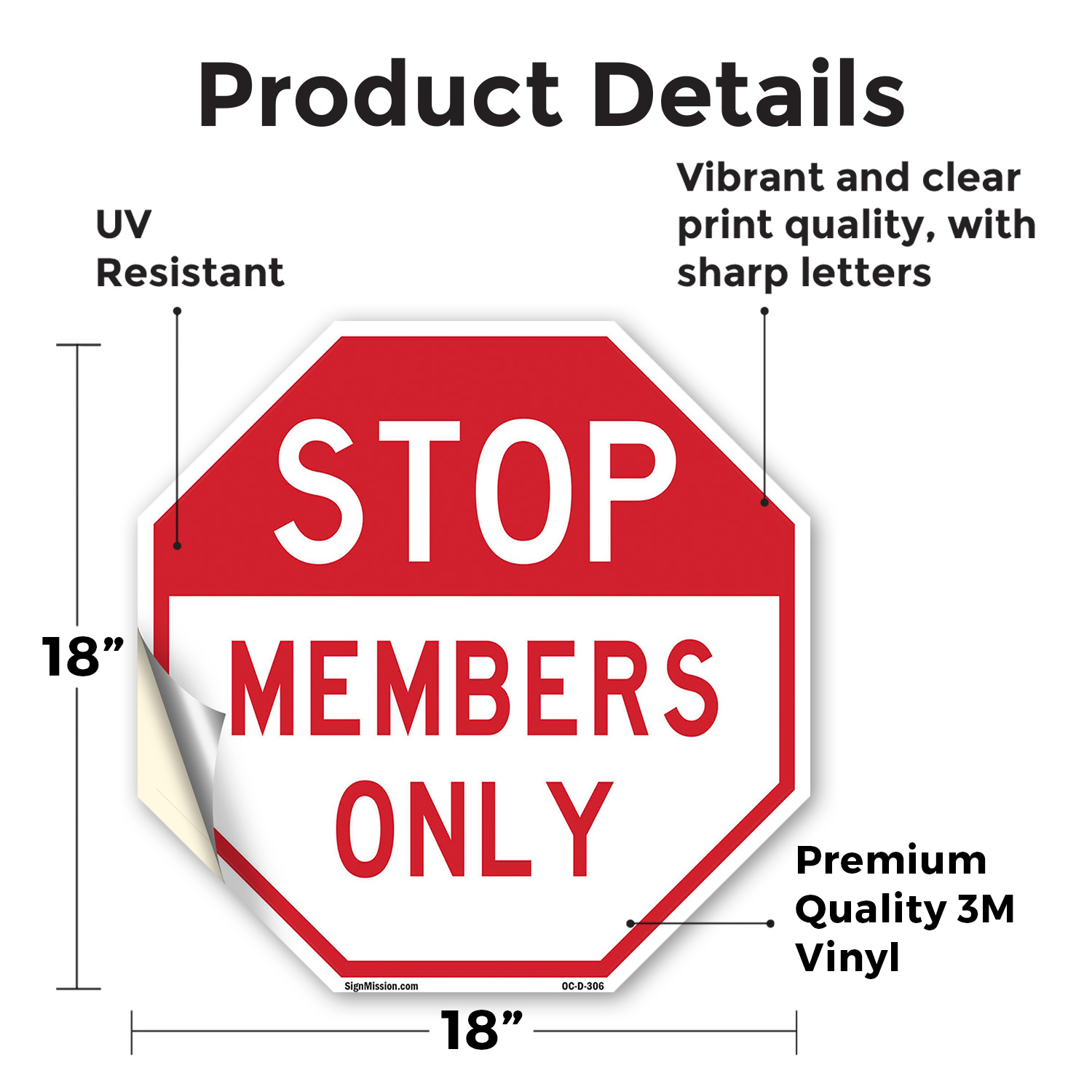 Stop Members Only Achteck Schild Wetterbeständig UV geschützt Made in USA - Bild 43 von 64