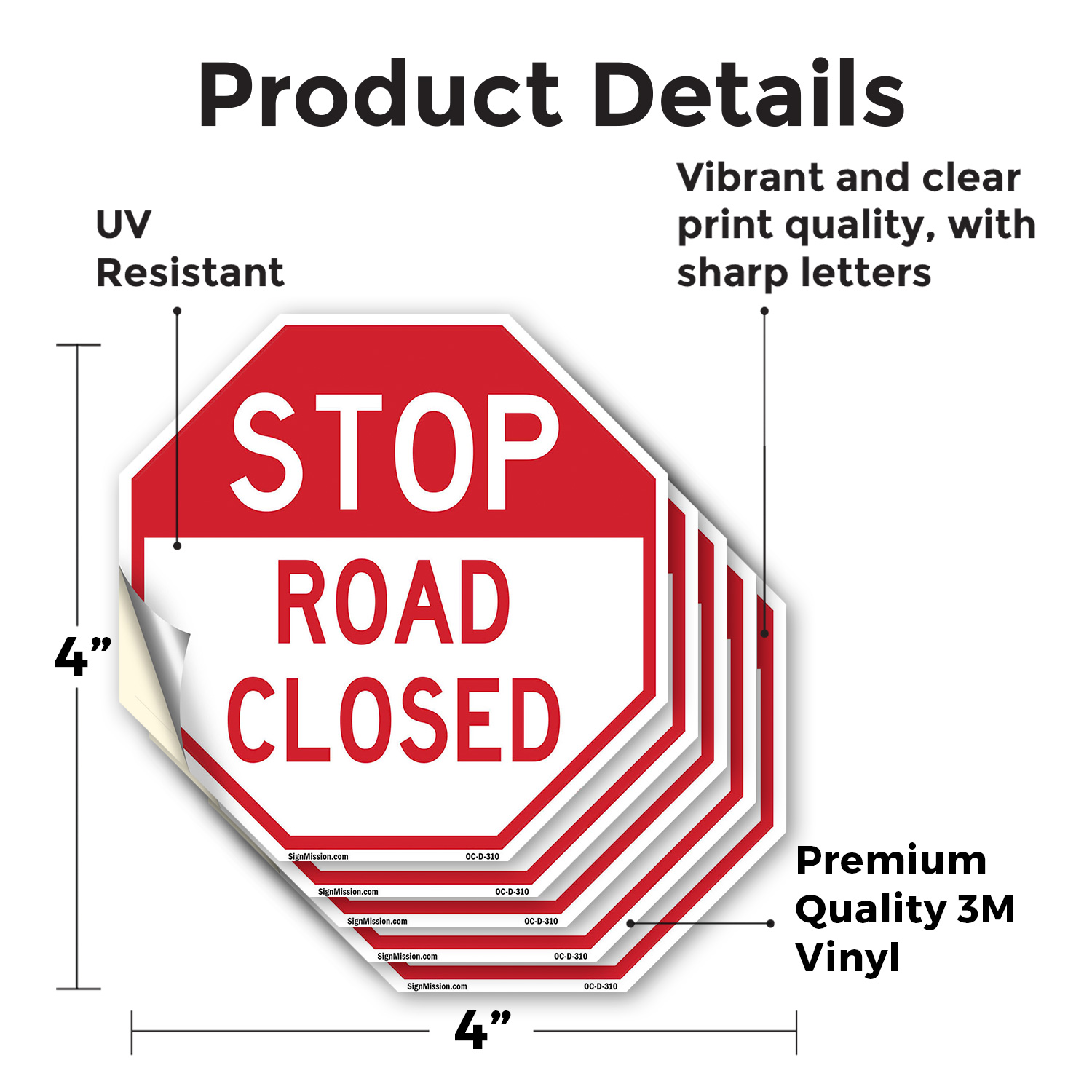 Stop Road Closed Octagon Sign Weather Resistant UV Protected Made in the USA - Picture 23 of 64