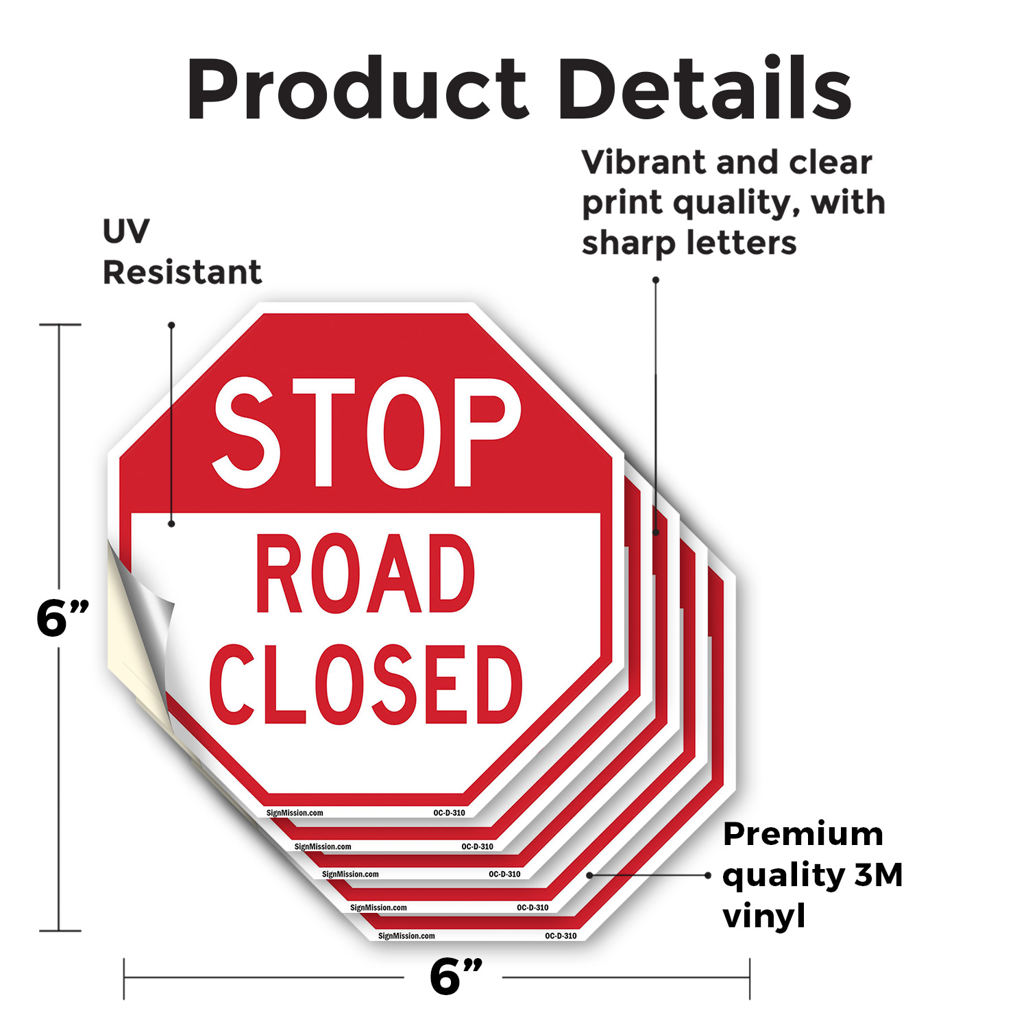 Stop Road Closed Octagon Sign Weather Resistant UV Protected Made in the USA - Picture 28 of 64