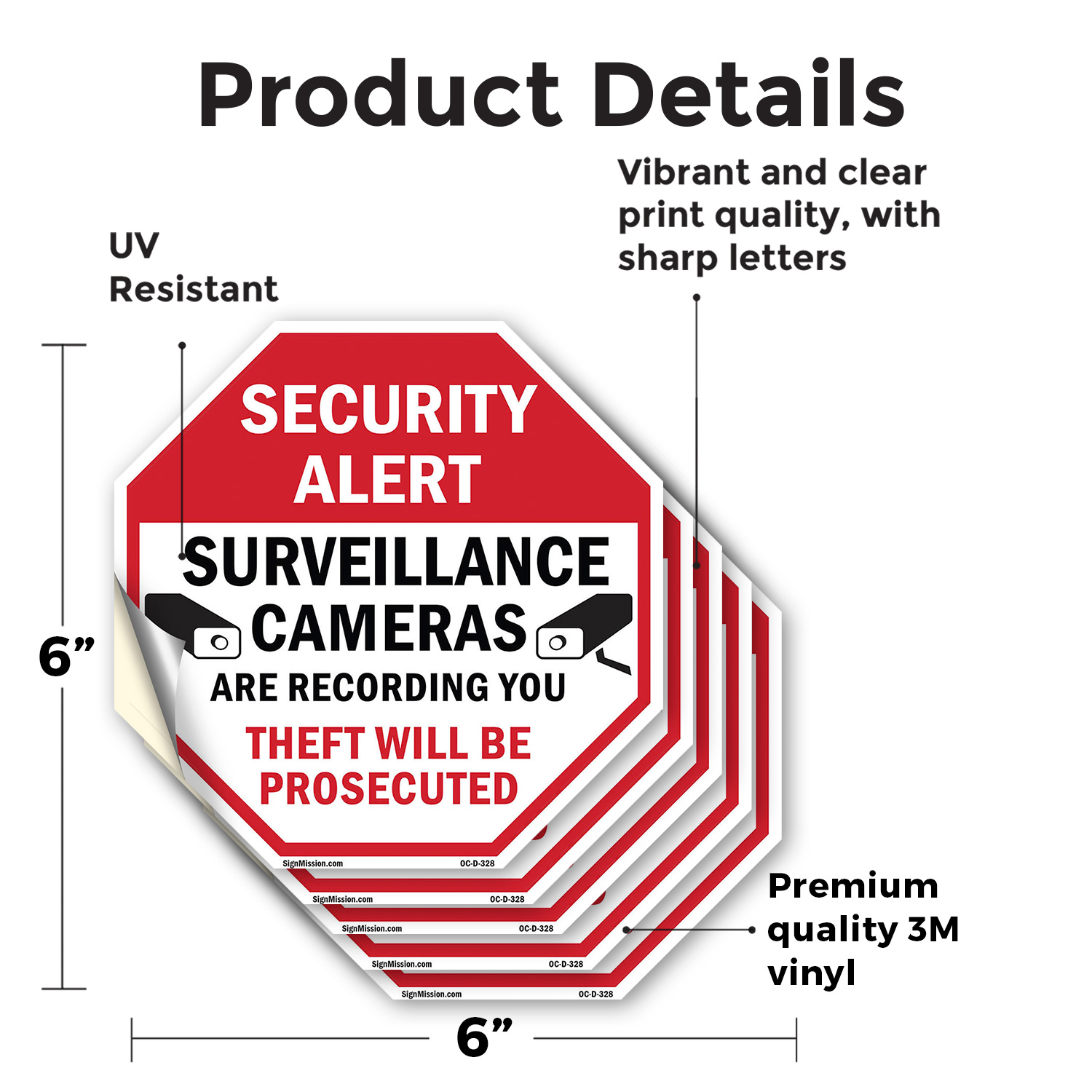 Security Alert Surveillance Camer Octagon Sign Weather Resistant Made in the USA - Picture 22 of 28