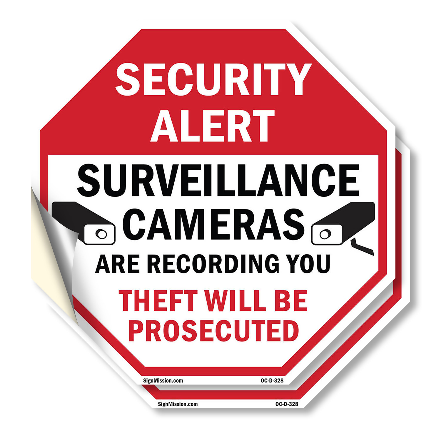 Security Alert Surveillance Camer Octagon Sign Weather Resistant Made in the USA - Picture 7 of 28