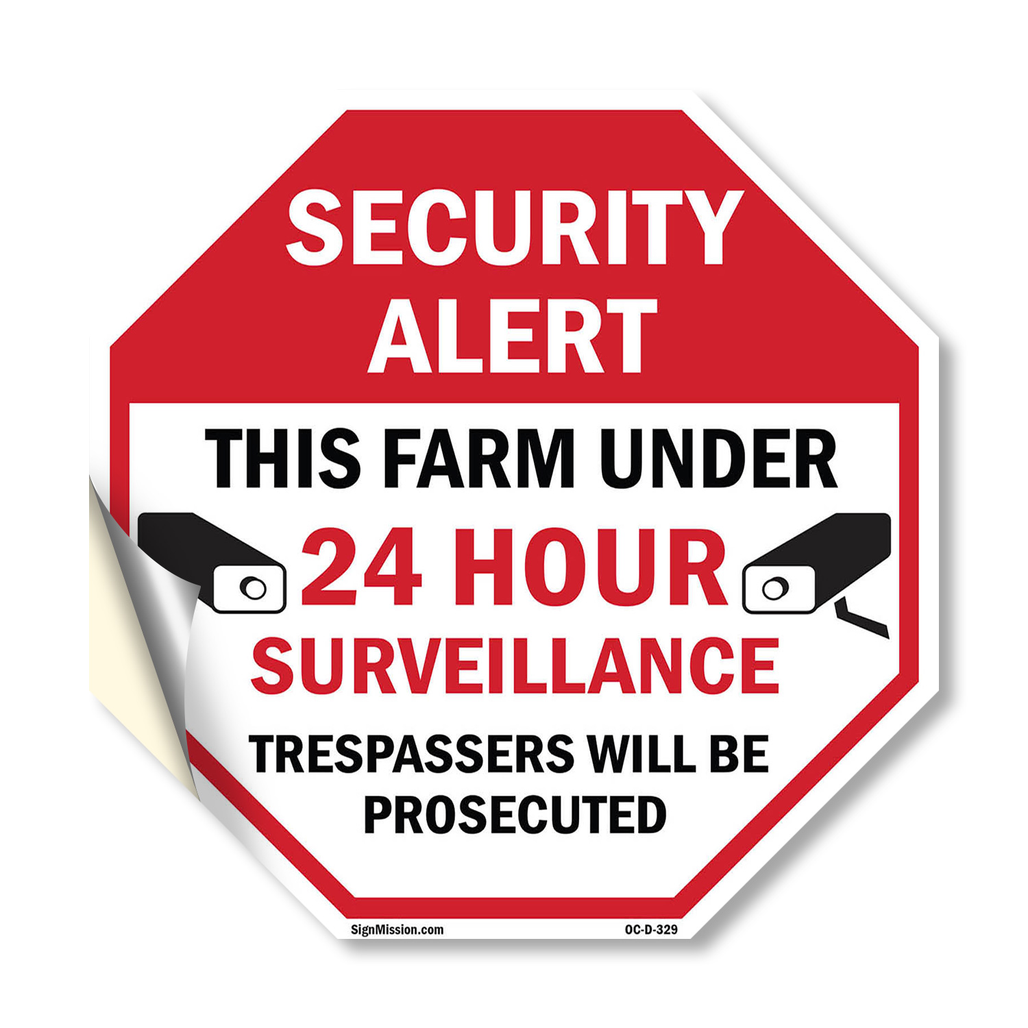 Security Alert This Farm Under 24 Octagon Sign Weather Resistant Made in the USA