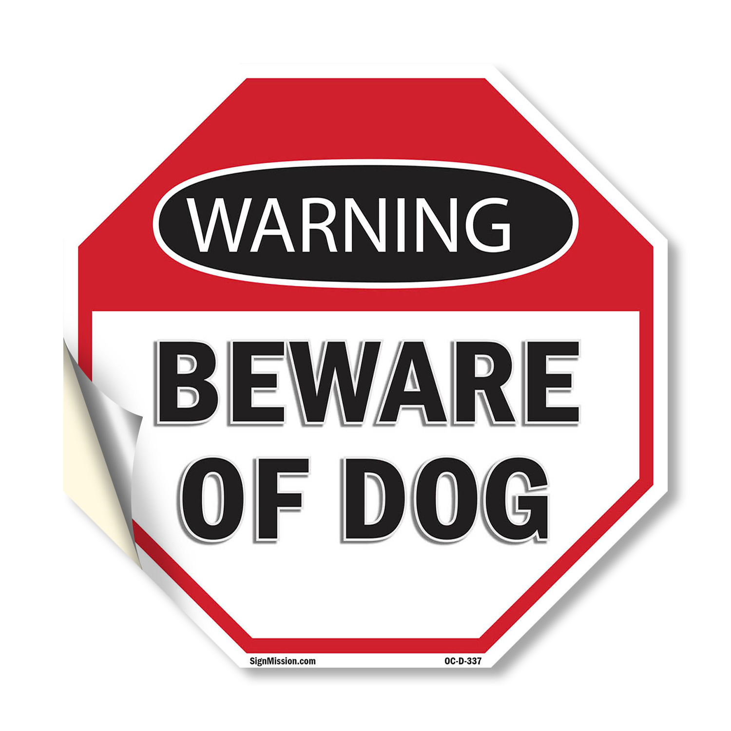 Warning Beware of Dog Octagon Sign Weather Resistant Made in the USA