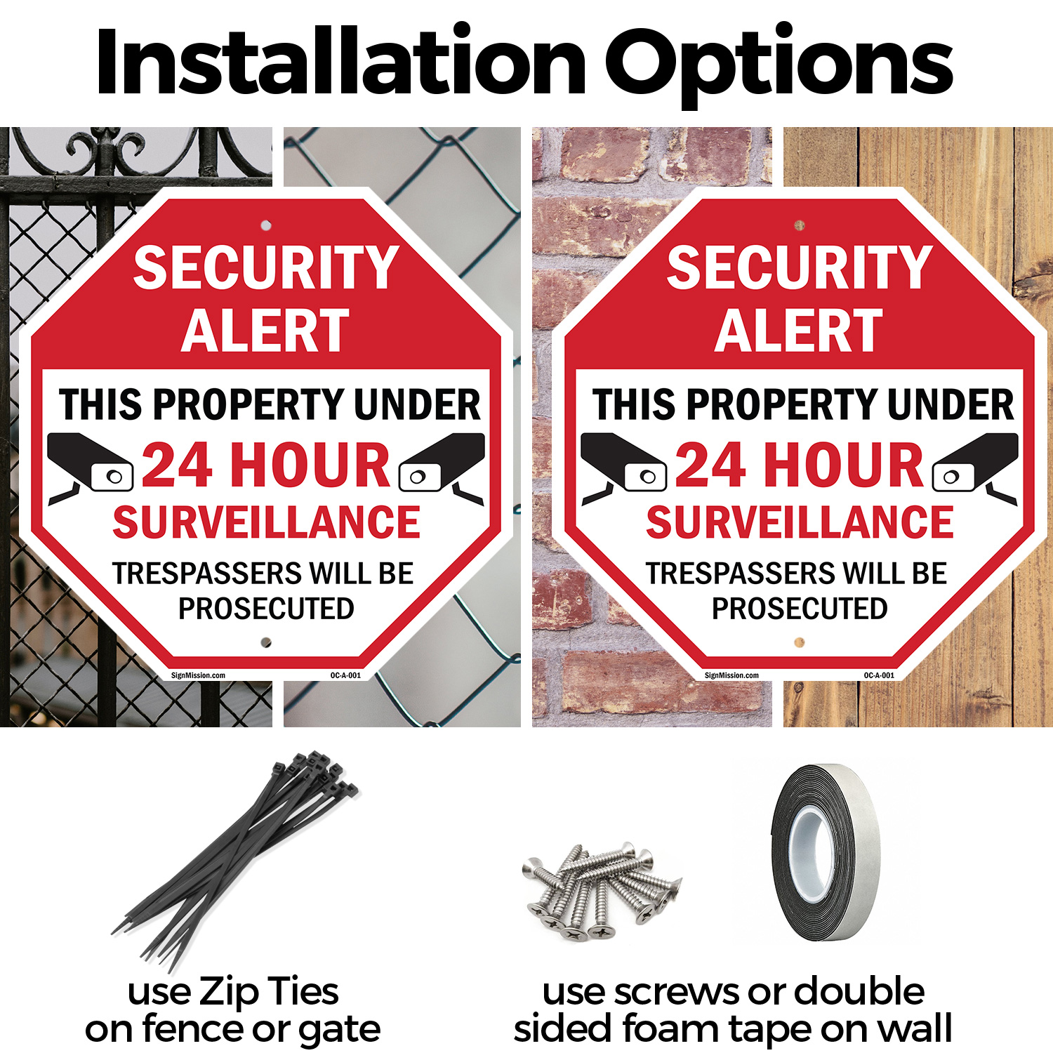 Security Alert This Property Unde Octagon Sign Weather Resistant Made in the USA - Picture 17 of 28
