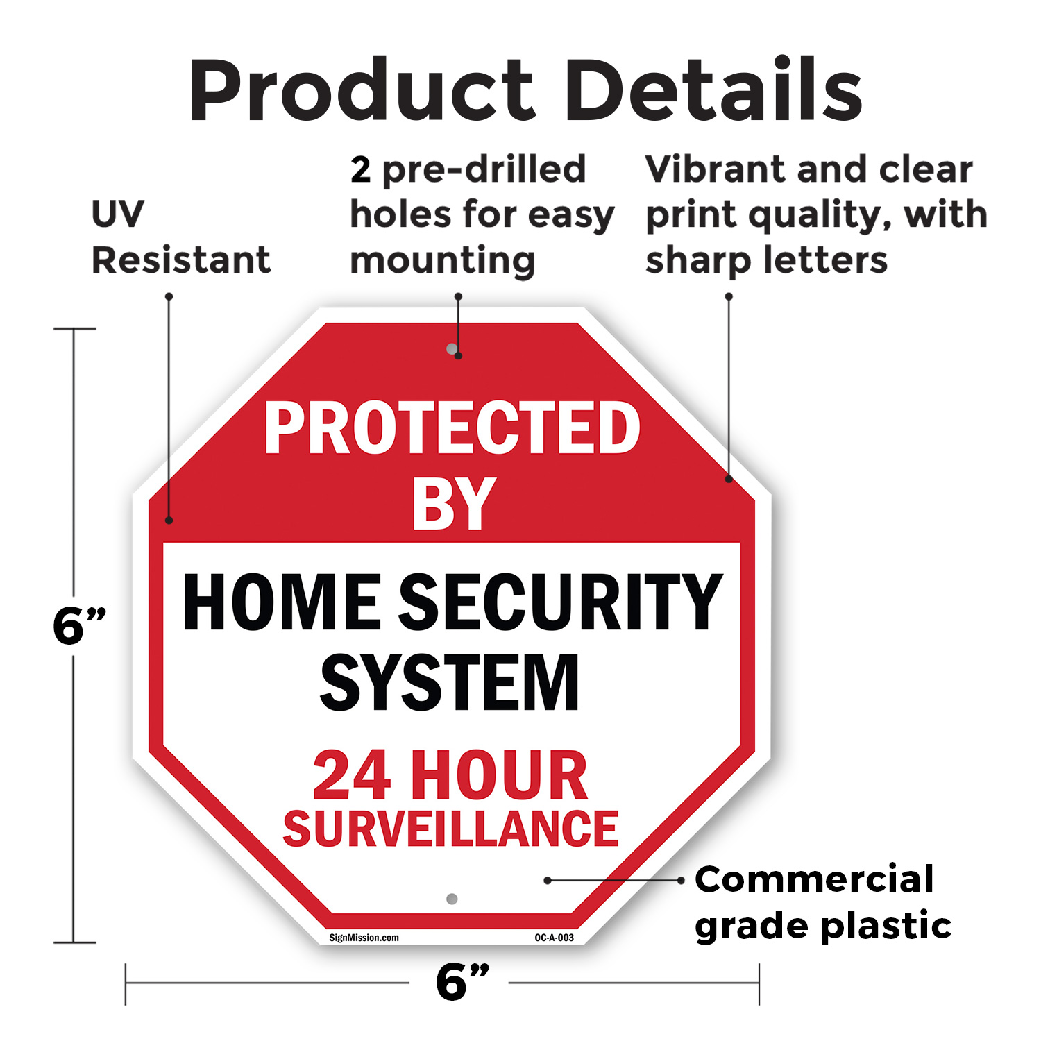 Protected By Home Security System Octagon Sign Weather Resistant Made in the USA - Picture 59 of 64