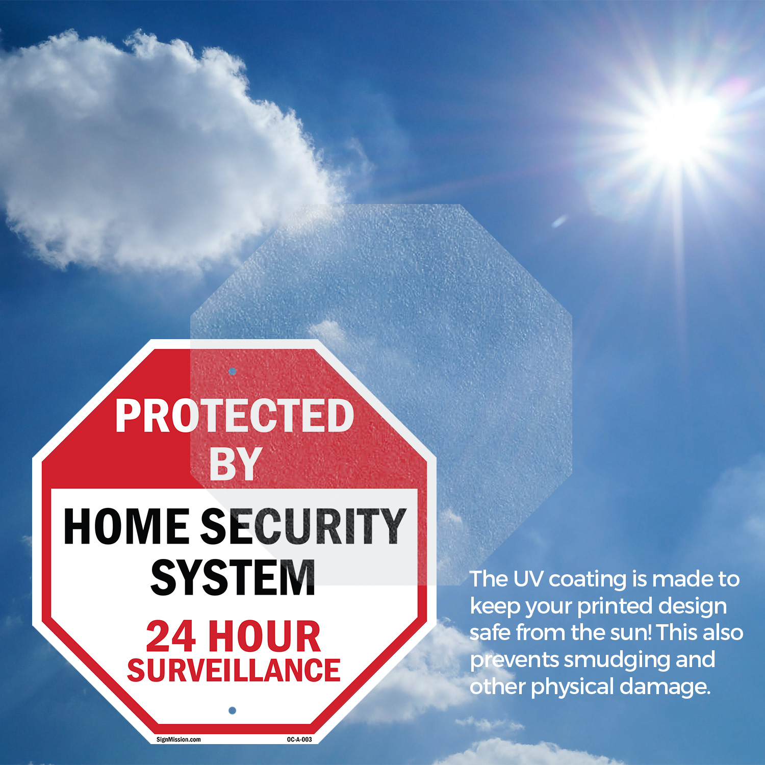 Protected By Home Security System Octagon Sign Weather Resistant Made in the USA - Picture 5 of 64