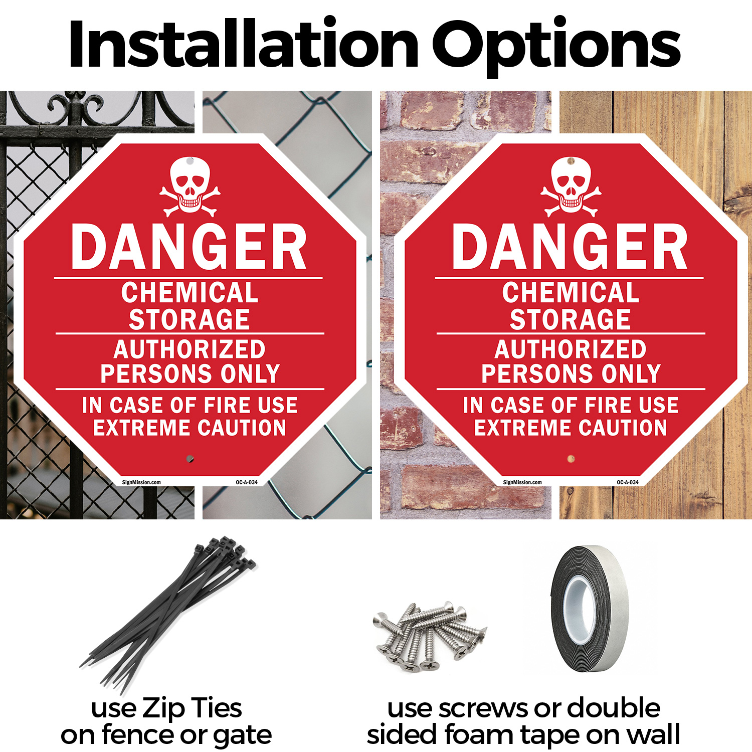 Danger Chemical Storage Authorize Octagon Sign Weather Resistant Made in the USA - Picture 38 of 64