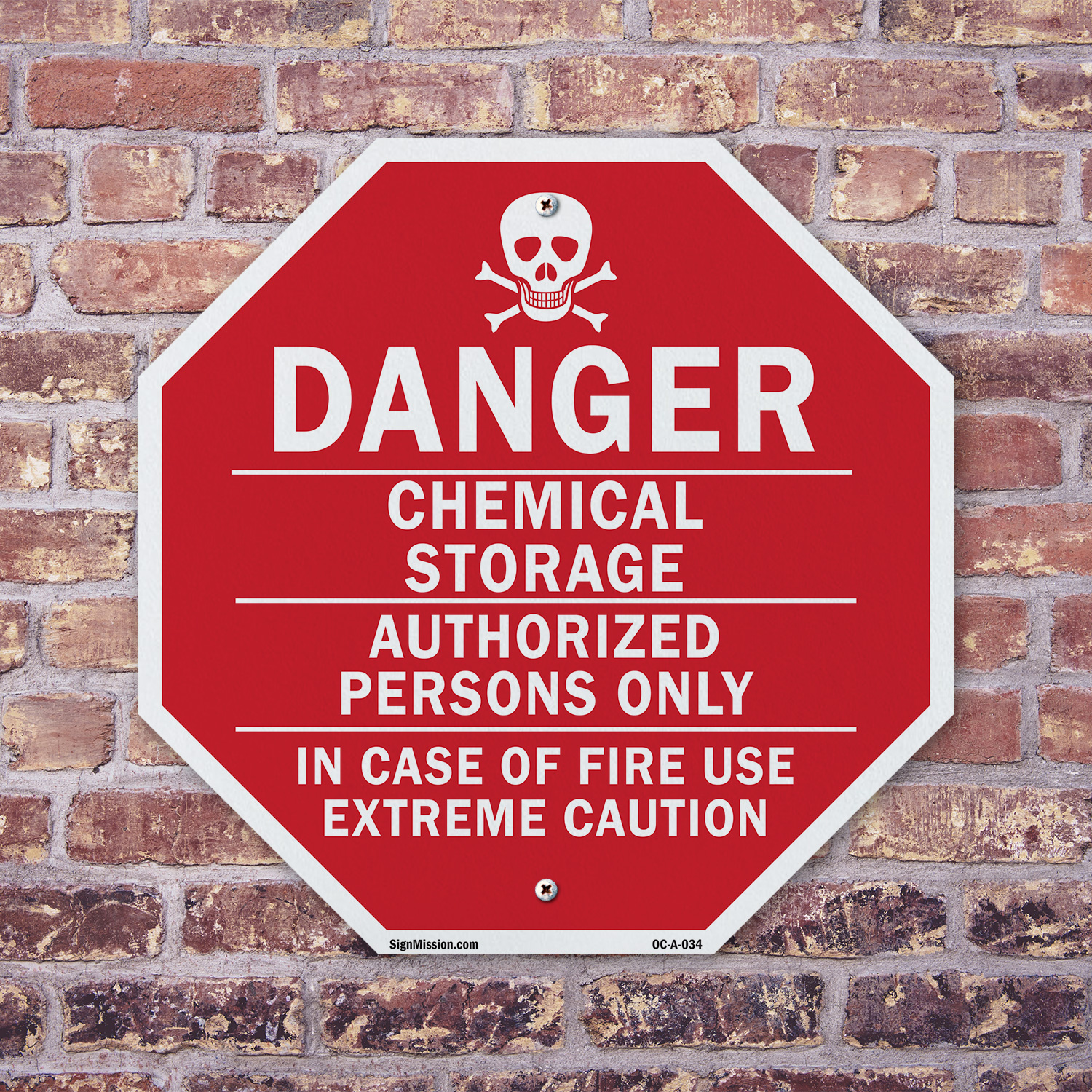 Danger Chemical Storage Authorize Octagon Sign Weather Resistant Made in the USA - Picture 39 of 64