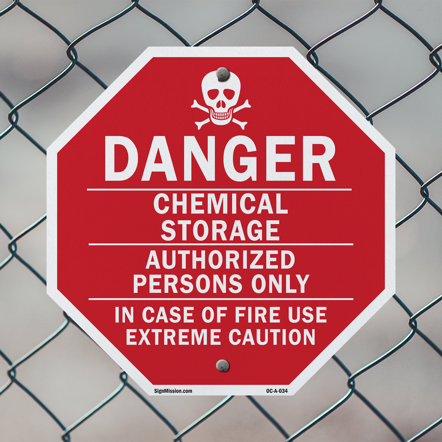 Danger Chemical Storage Authorize Octagon Sign Weather Resistant Made in the USA - Picture 40 of 64