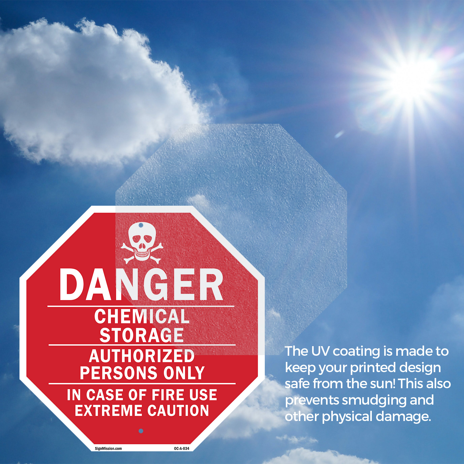 Danger Chemical Storage Authorize Octagon Sign Weather Resistant Made in the USA - Picture 5 of 64