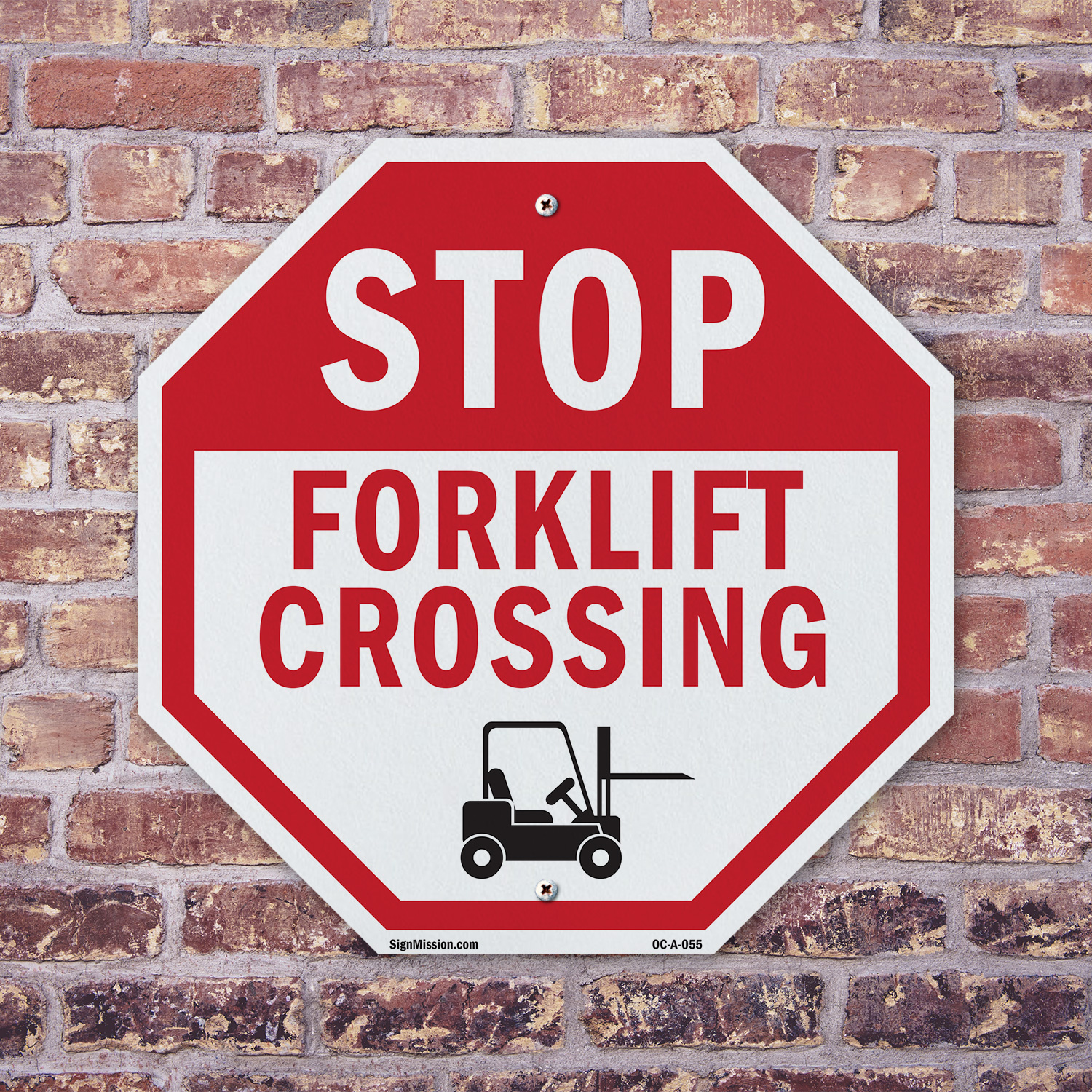 Stop Forklift Crossing Octagon Sign Weather Resistant Made in the USA - Picture 18 of 28
