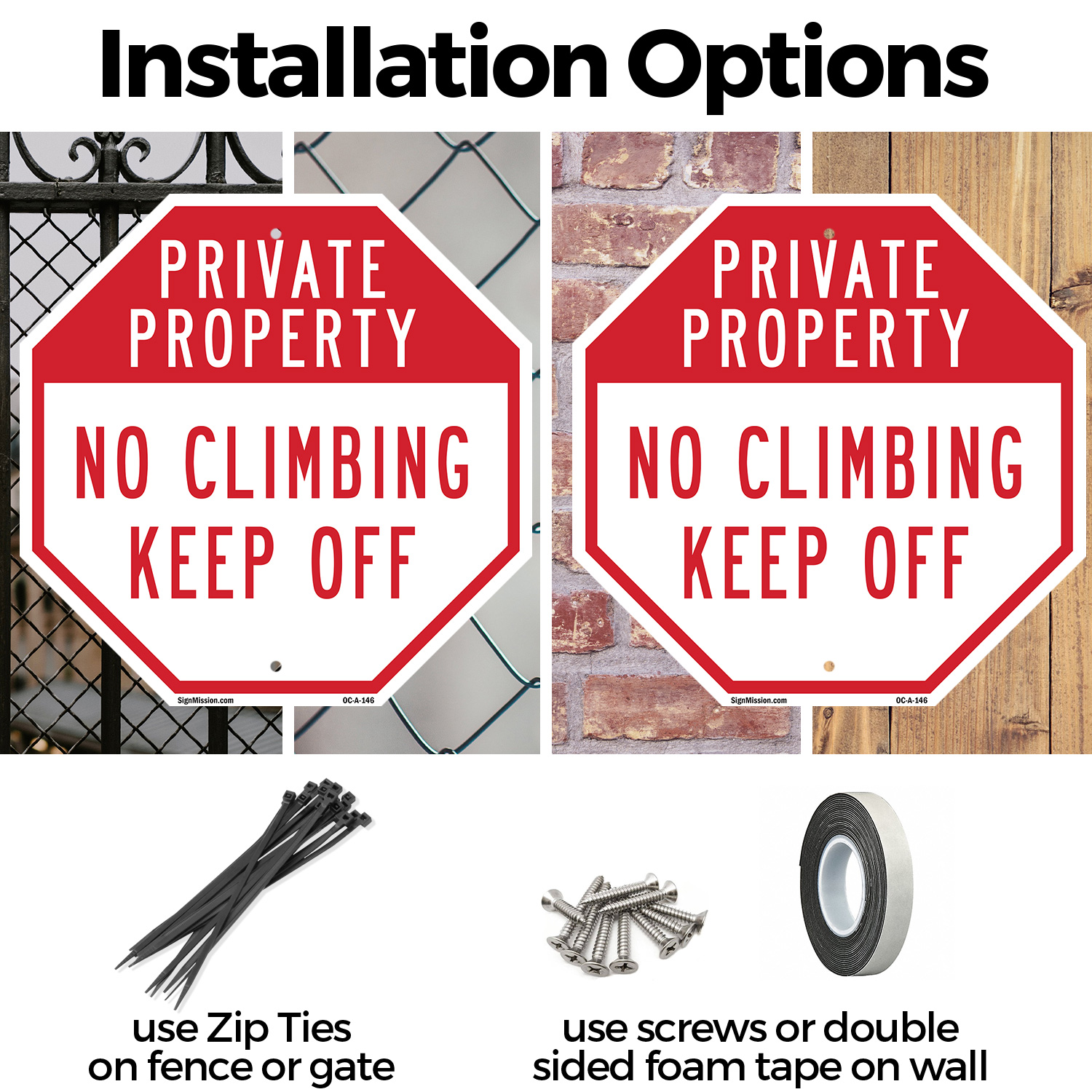 Private Property No Climbing Keep Octagon Sign Weather Resistant Made in the USA - Picture 38 of 64