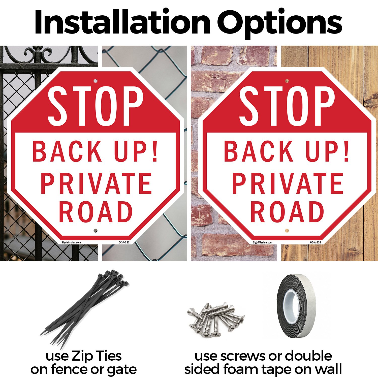 Stop Back Up! Private Road Octagon Sign Weather Resistant Made in the USA - Picture 38 of 64