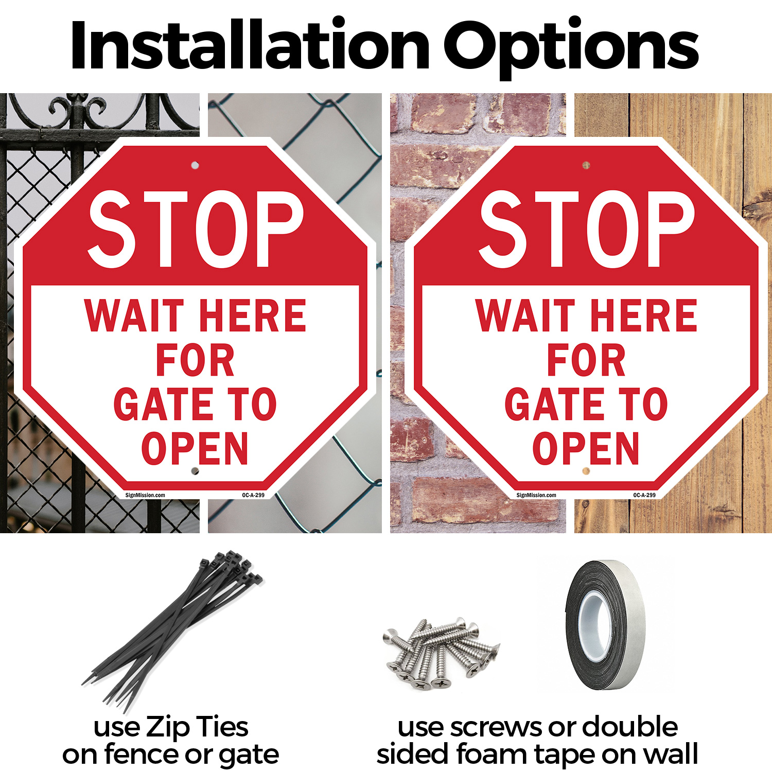 Stop Wait Here for Gate to Open Octagon Sign Weather Resistant Made in the USA - Picture 38 of 65
