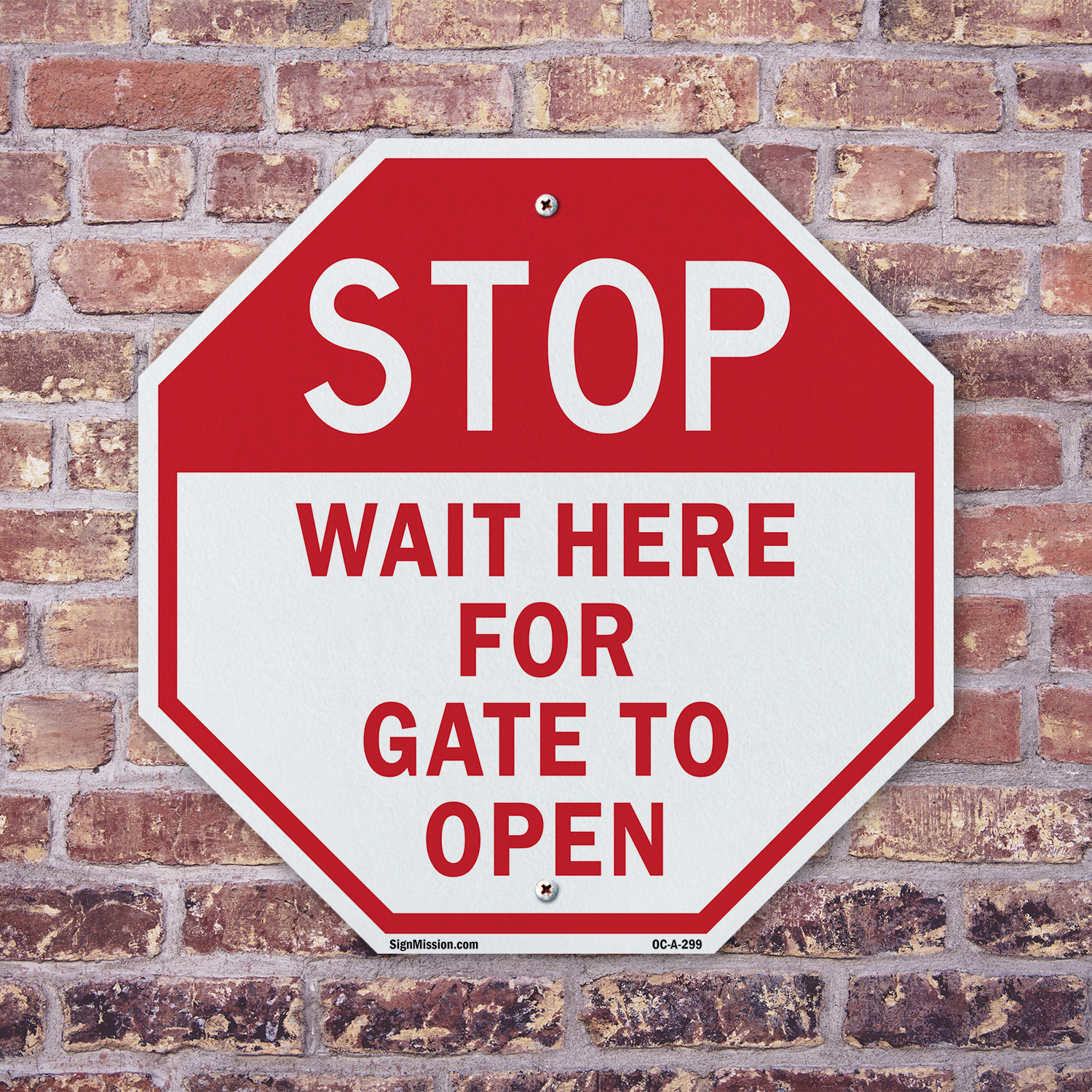 Stop Wait Here for Gate to Open Octagon Sign Weather Resistant Made in the USA - Picture 39 of 65