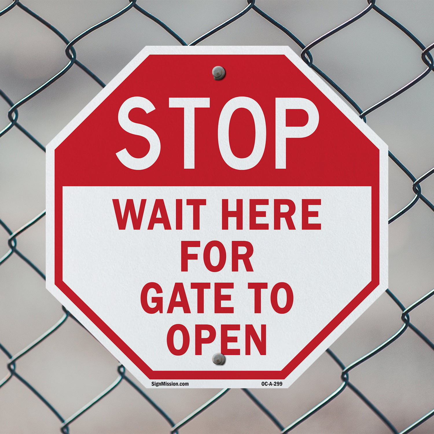 Stop Wait Here for Gate to Open Octagon Sign Weather Resistant Made in the USA - Picture 40 of 65