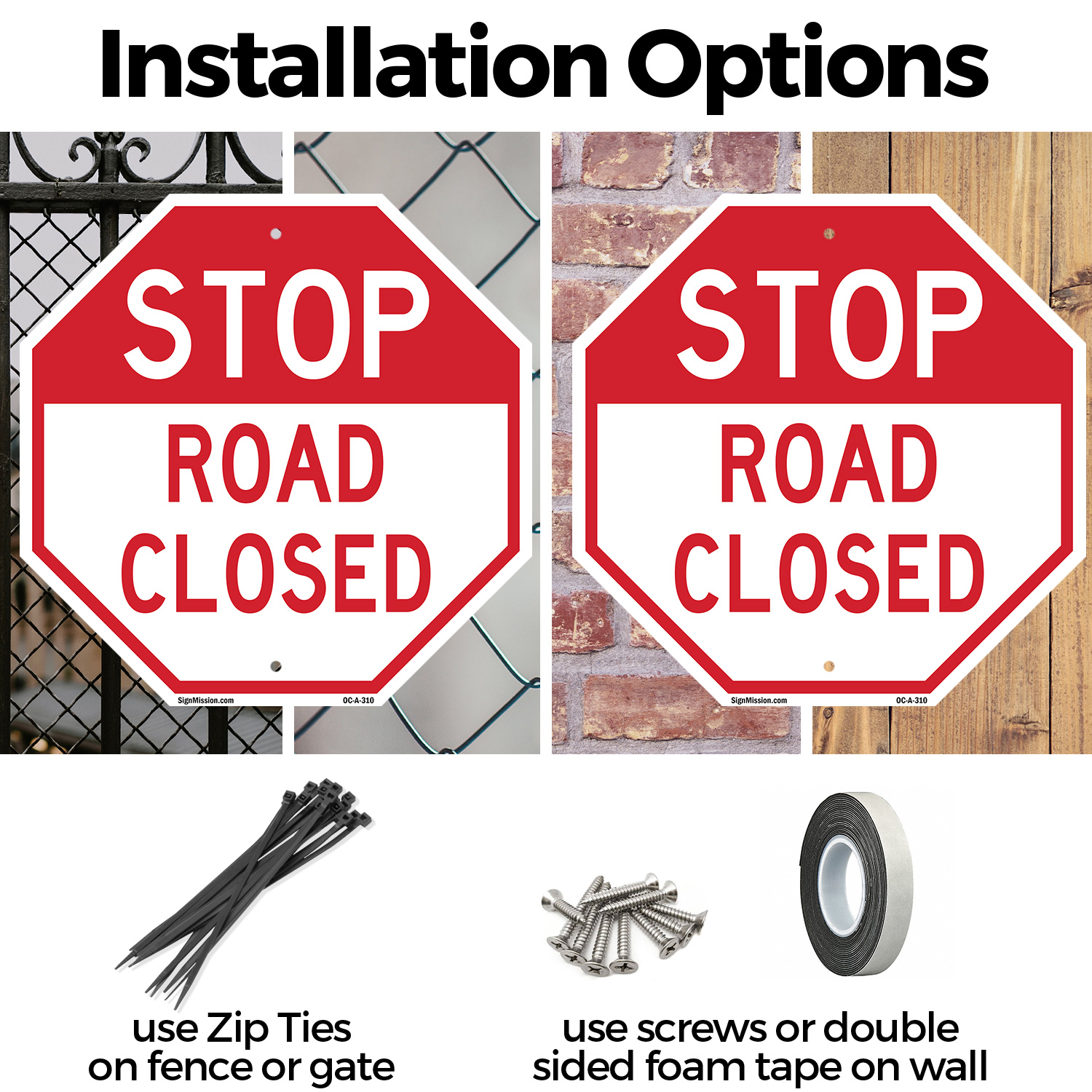 Stop Road Closed Octagon Sign Weather Resistant UV Protected Made in the USA - Picture 38 of 64