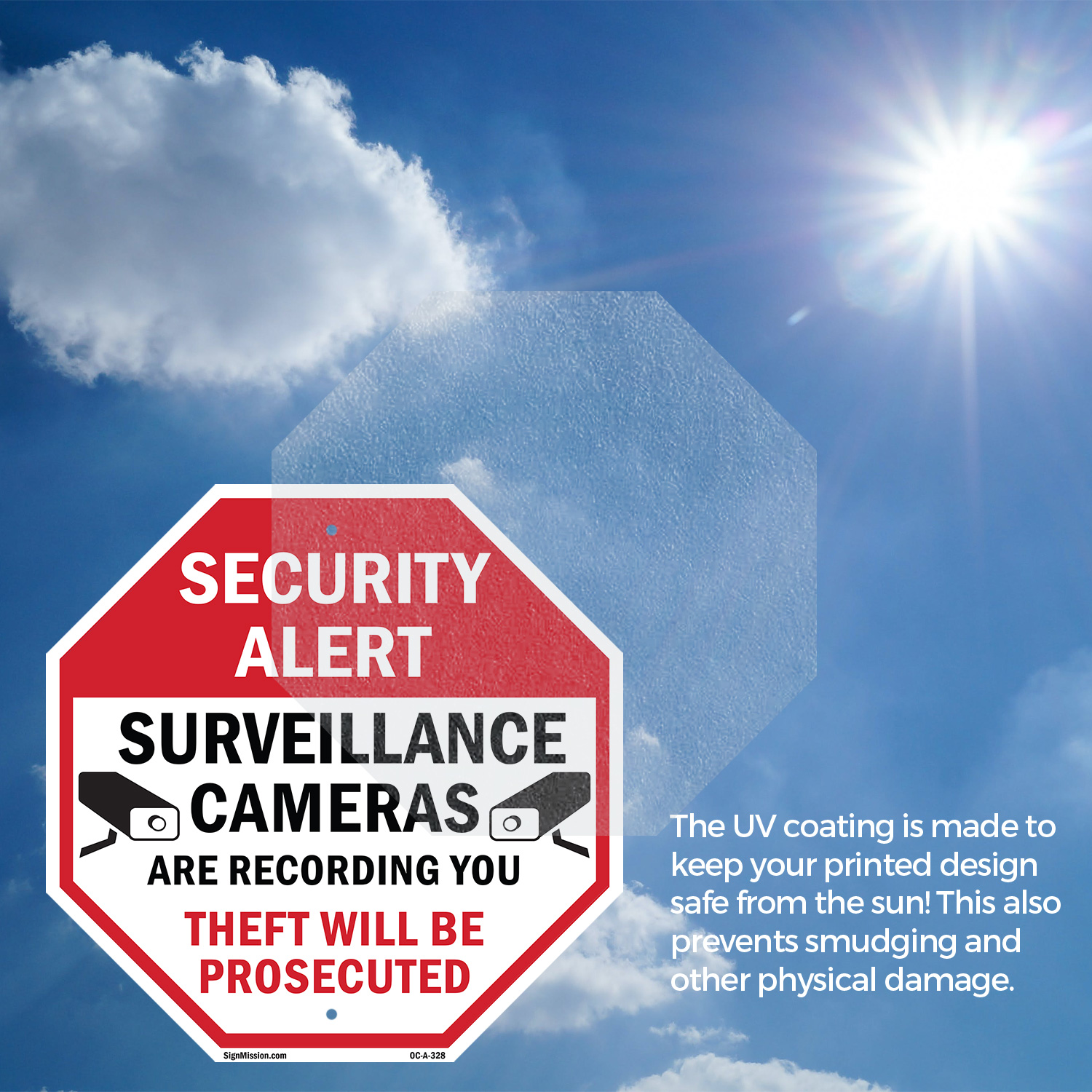 Security Alert Surveillance Camer Octagon Sign Weather Resistant Made in the USA - Picture 5 of 64